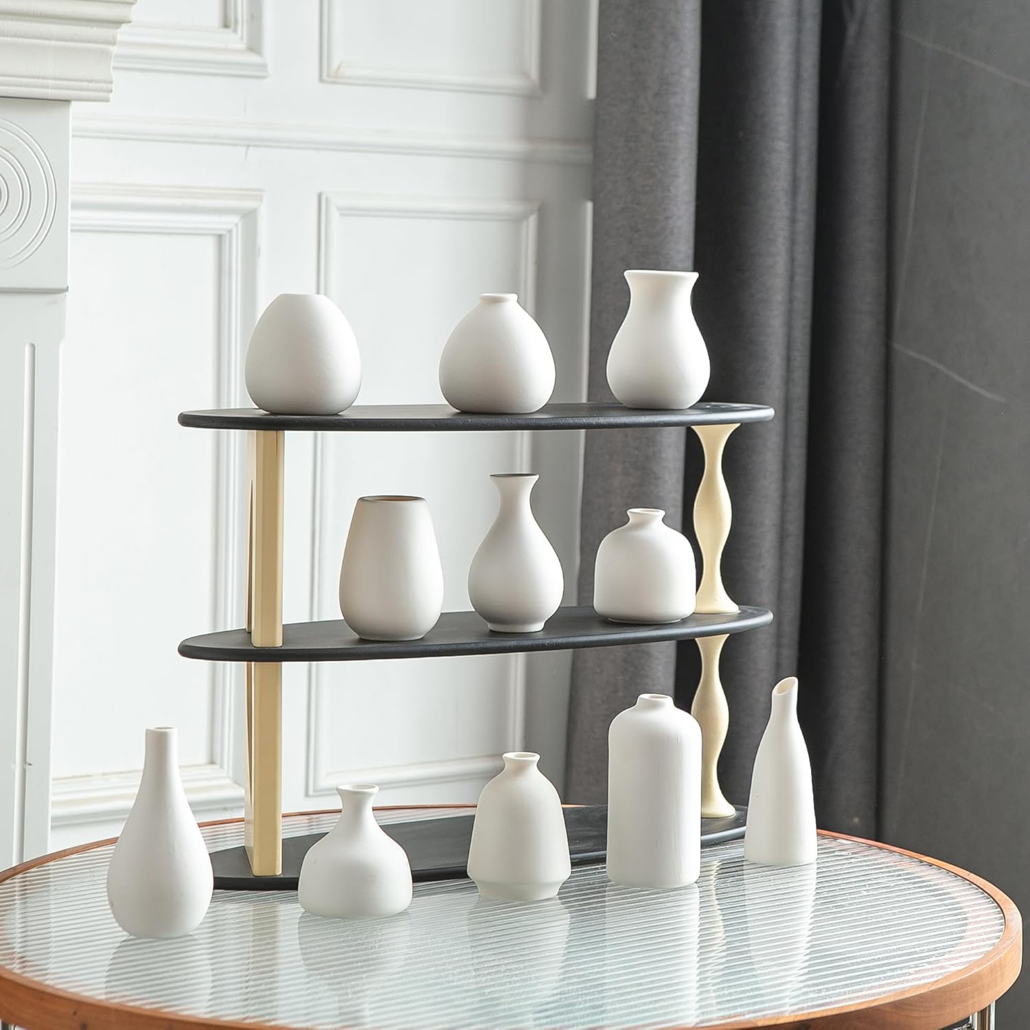 Small Ceramic Vase / White / Set of 11