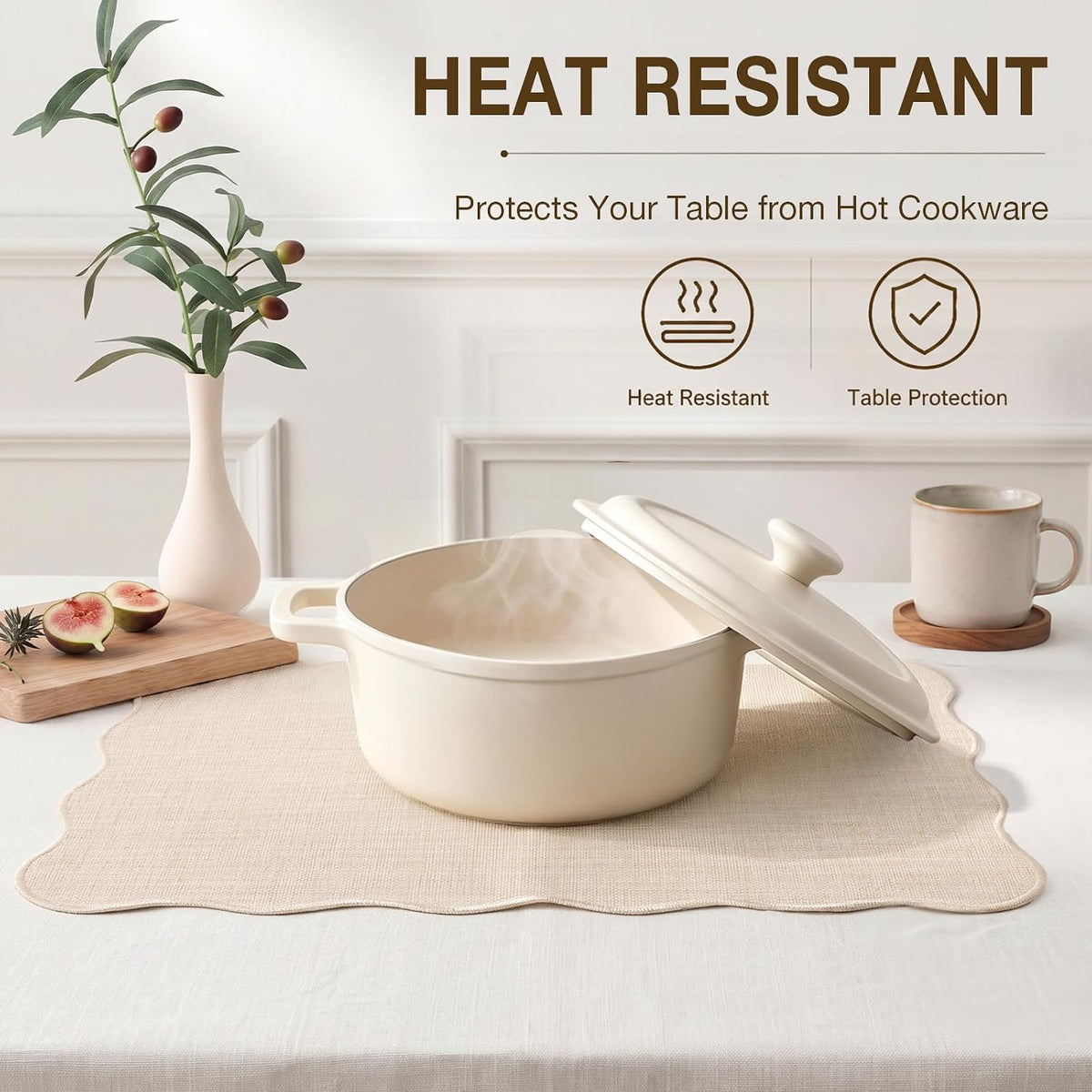 AHHFSMEI Round Faux Linen Placemats Set of 8 Heat Resistant Non-Slip Stain Proof Table Mats for Kitchen Dining Elegant