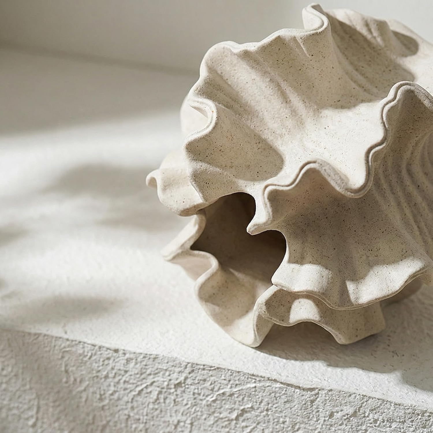 Cream Ceramic Vase / White