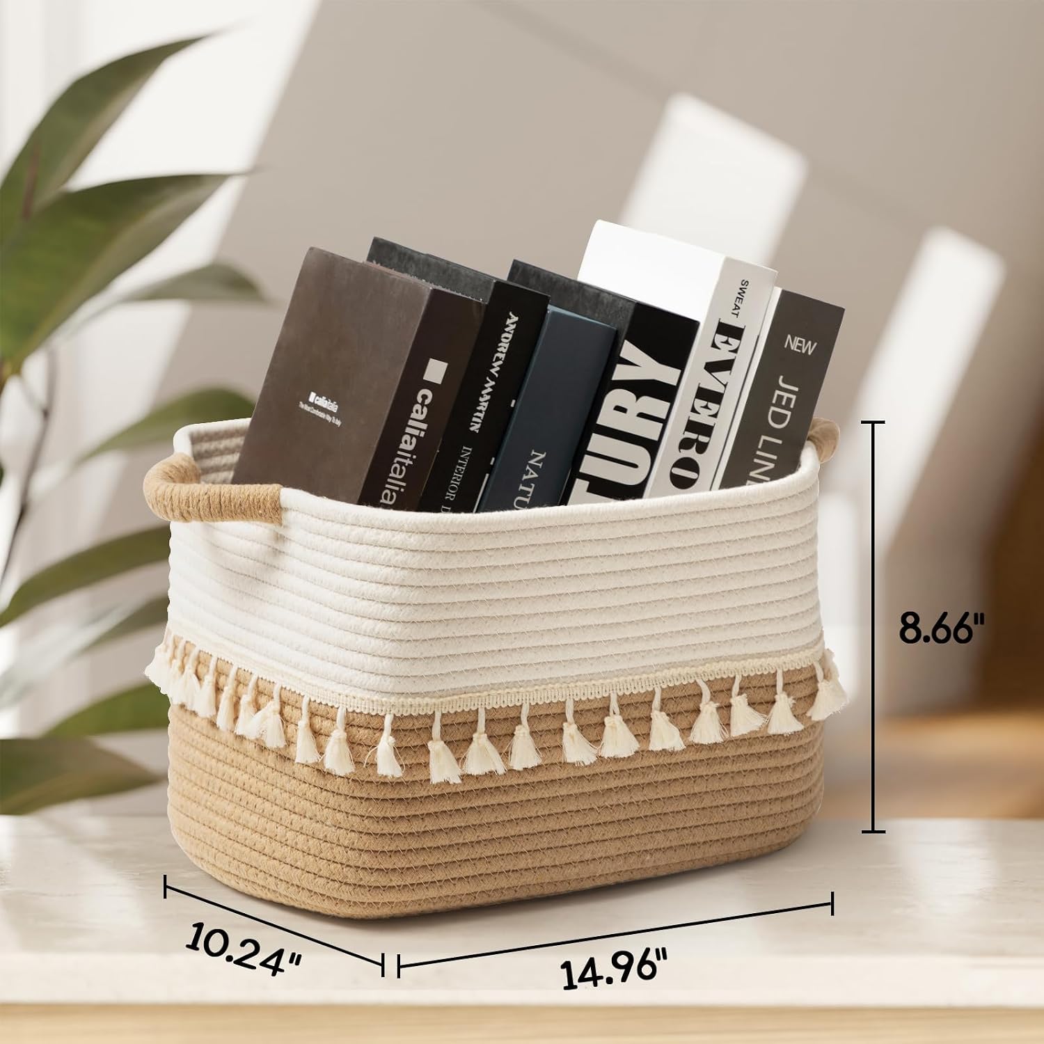Woven Storage Bin / White & Jute / Set of 3