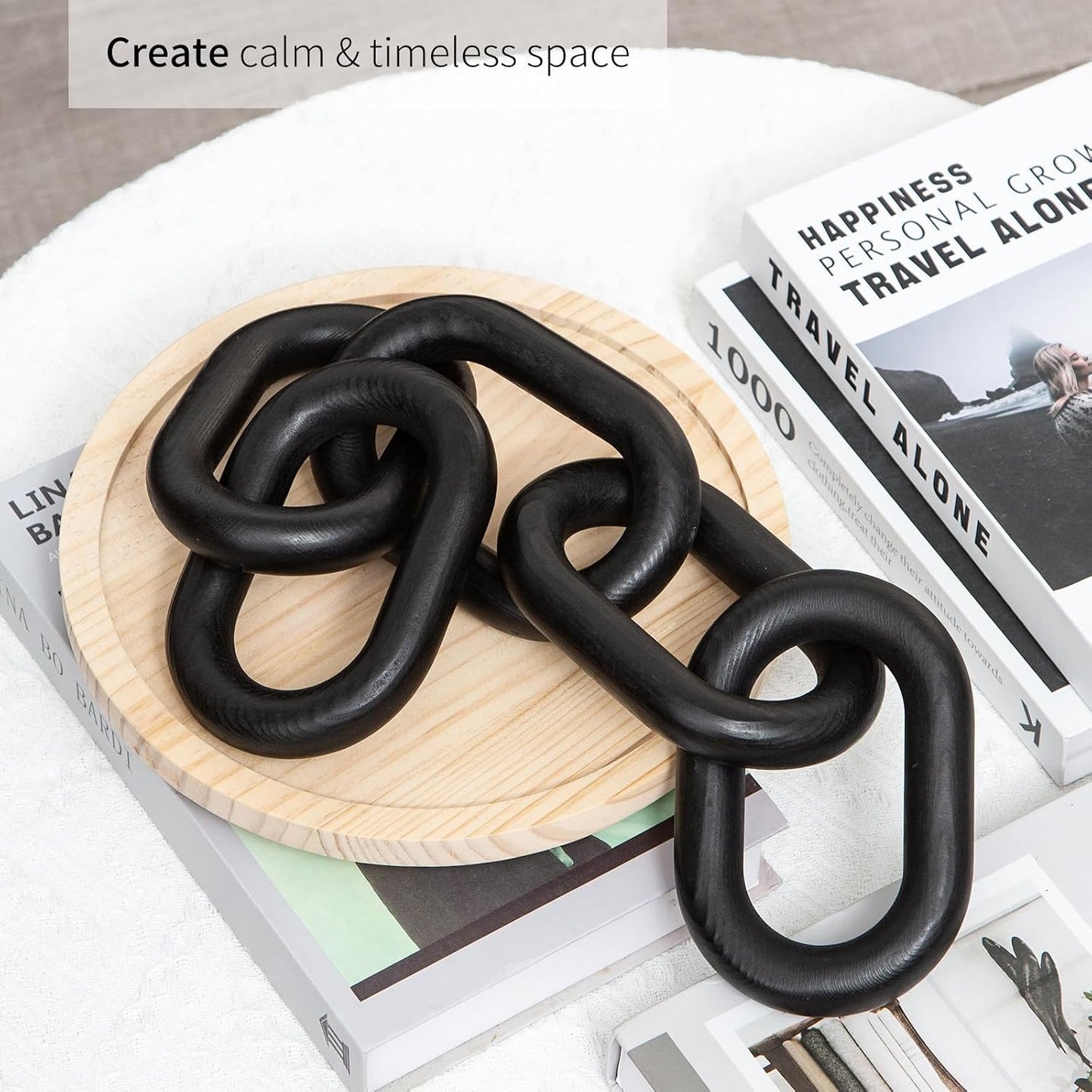 Rustic Wood Chain Link Decor / Black / 22 Inch