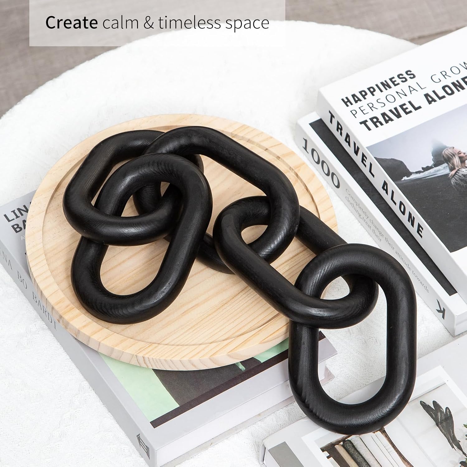 Rustic Wood Chain Link Decor / Black / 22 Inch