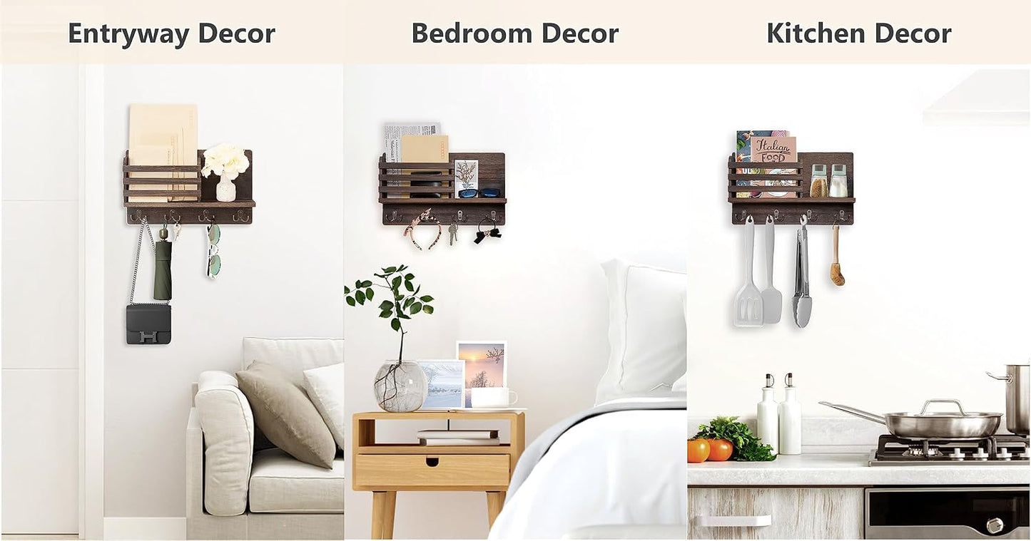 4 Double Key Hooks and A Floating / Brown