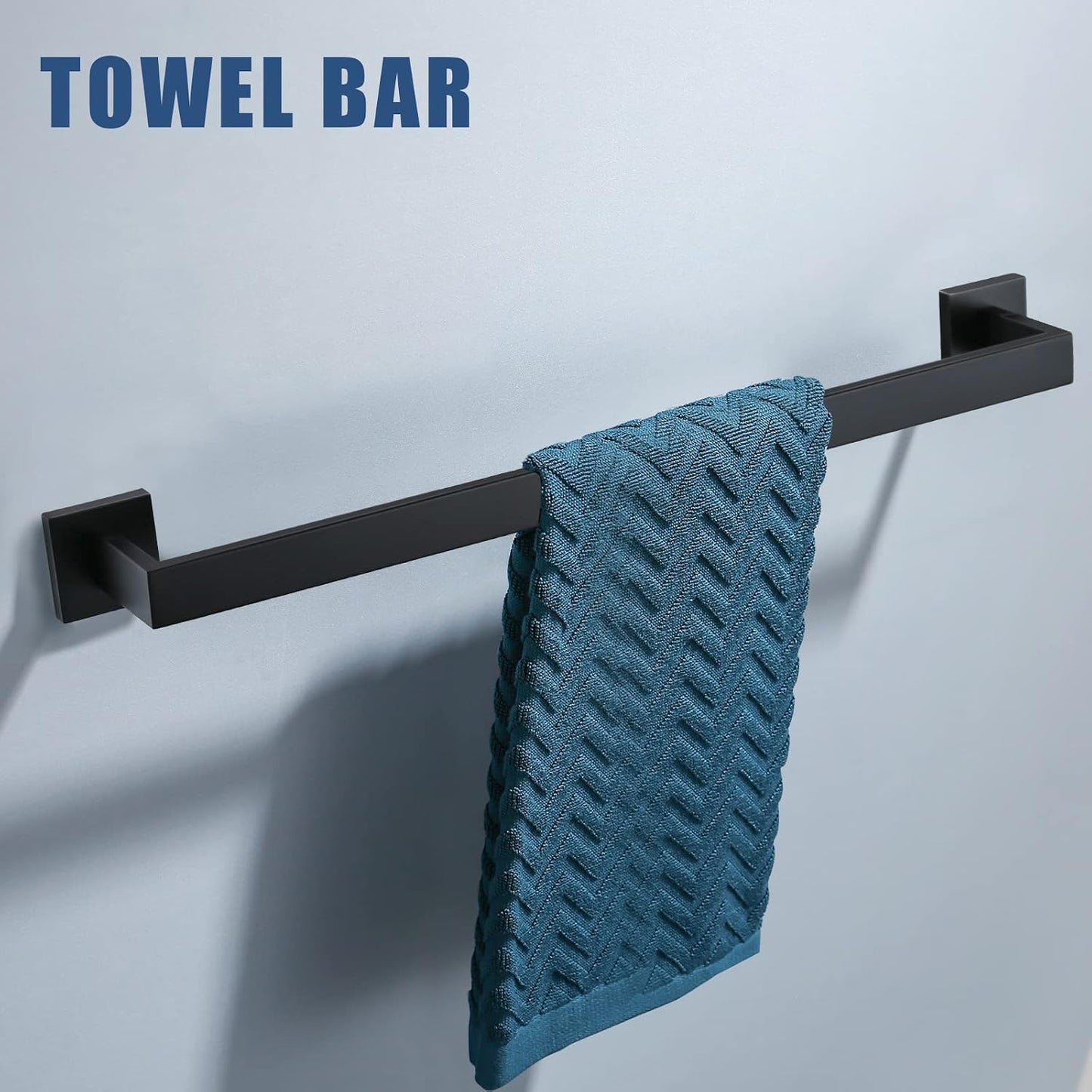 Bathroom Towel Bar Holder Sets Matte Black 4-Piece Bathroom Hardware Set Stainless Steel Bath Accessories Kit. Wall