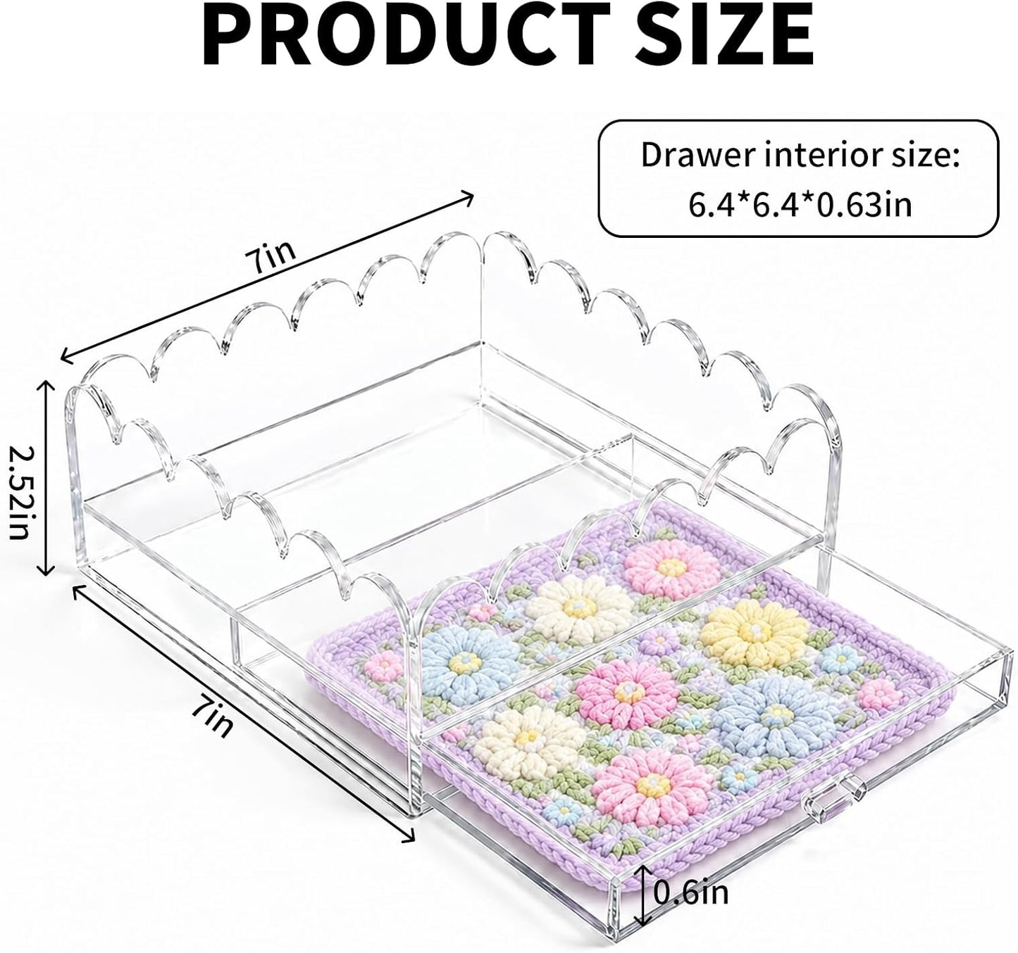 Acrylic Tray / Scalloped Acrylic Tray / 7*7*2.5in / Clear / 7 x 7
