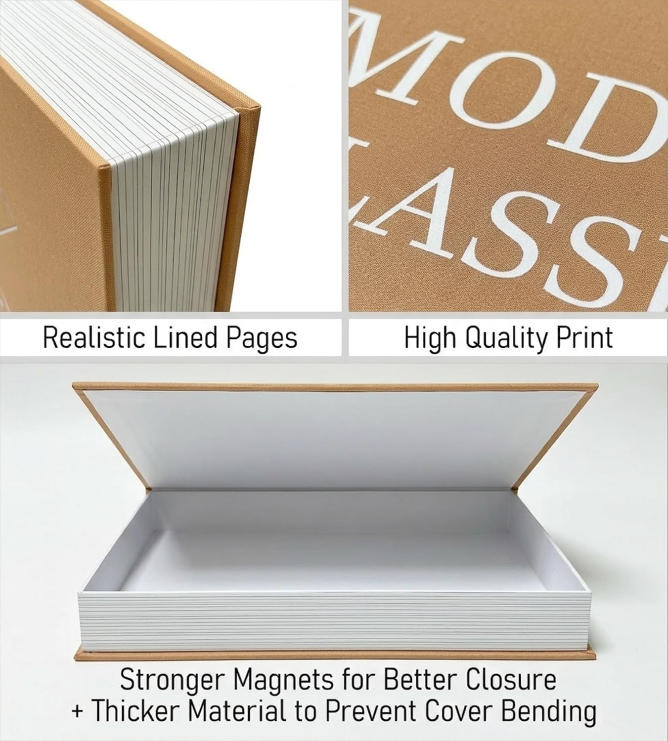 Linen Faux Book Storage Boxes / Beige-cream / Set of 2