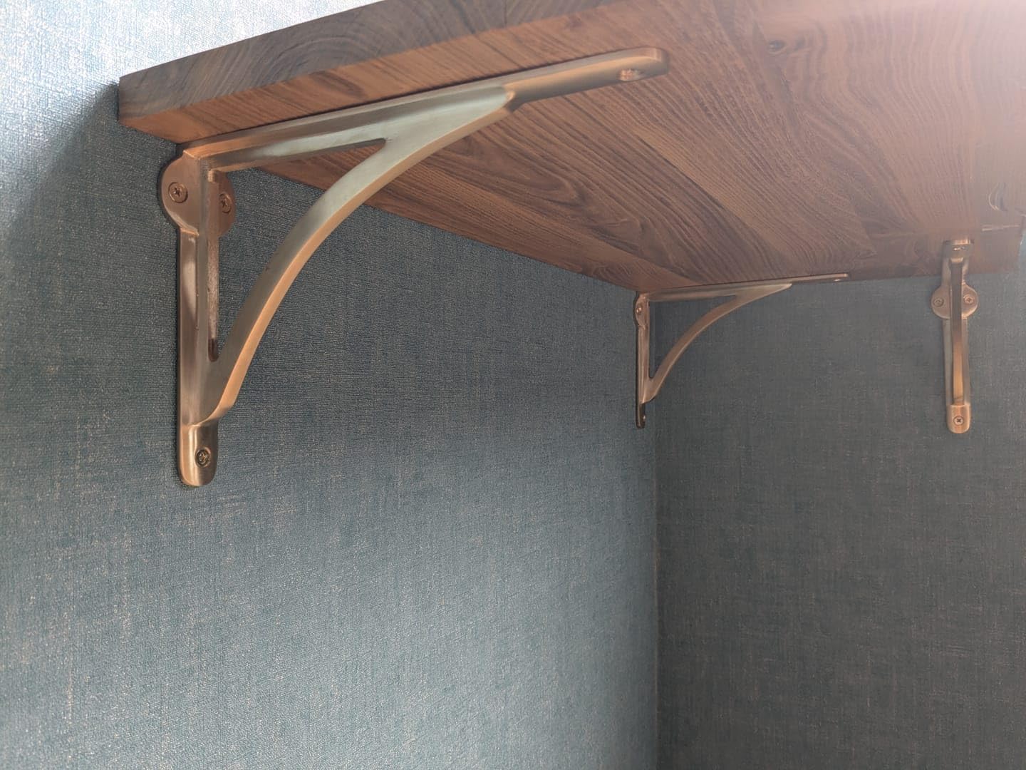 Heavy Duty and Antique Shelf Bracket for Shelving Modern L Shaped / Brass Brushed / 4.5 Inches