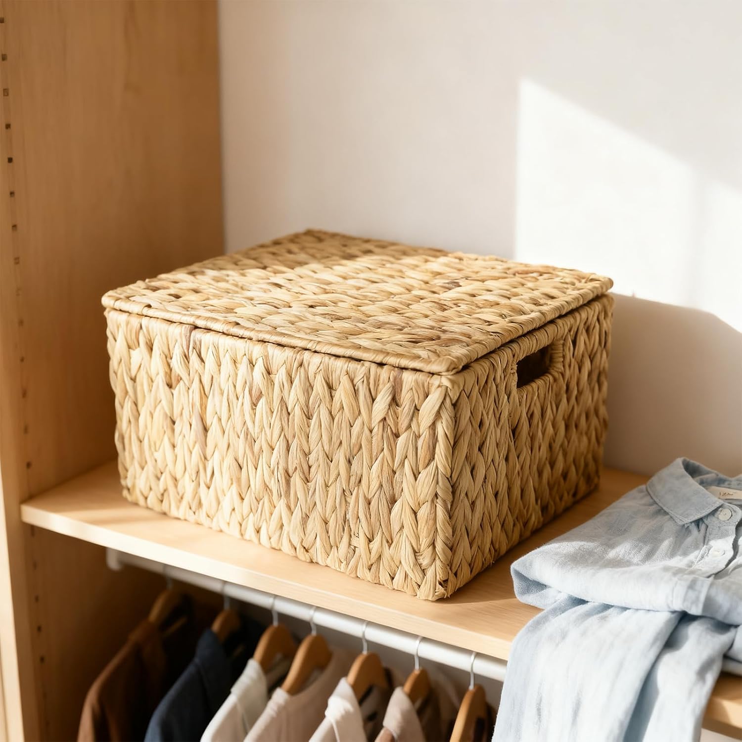 Wicker Storage Baskets / Water Hyacinth Color / Set of 3