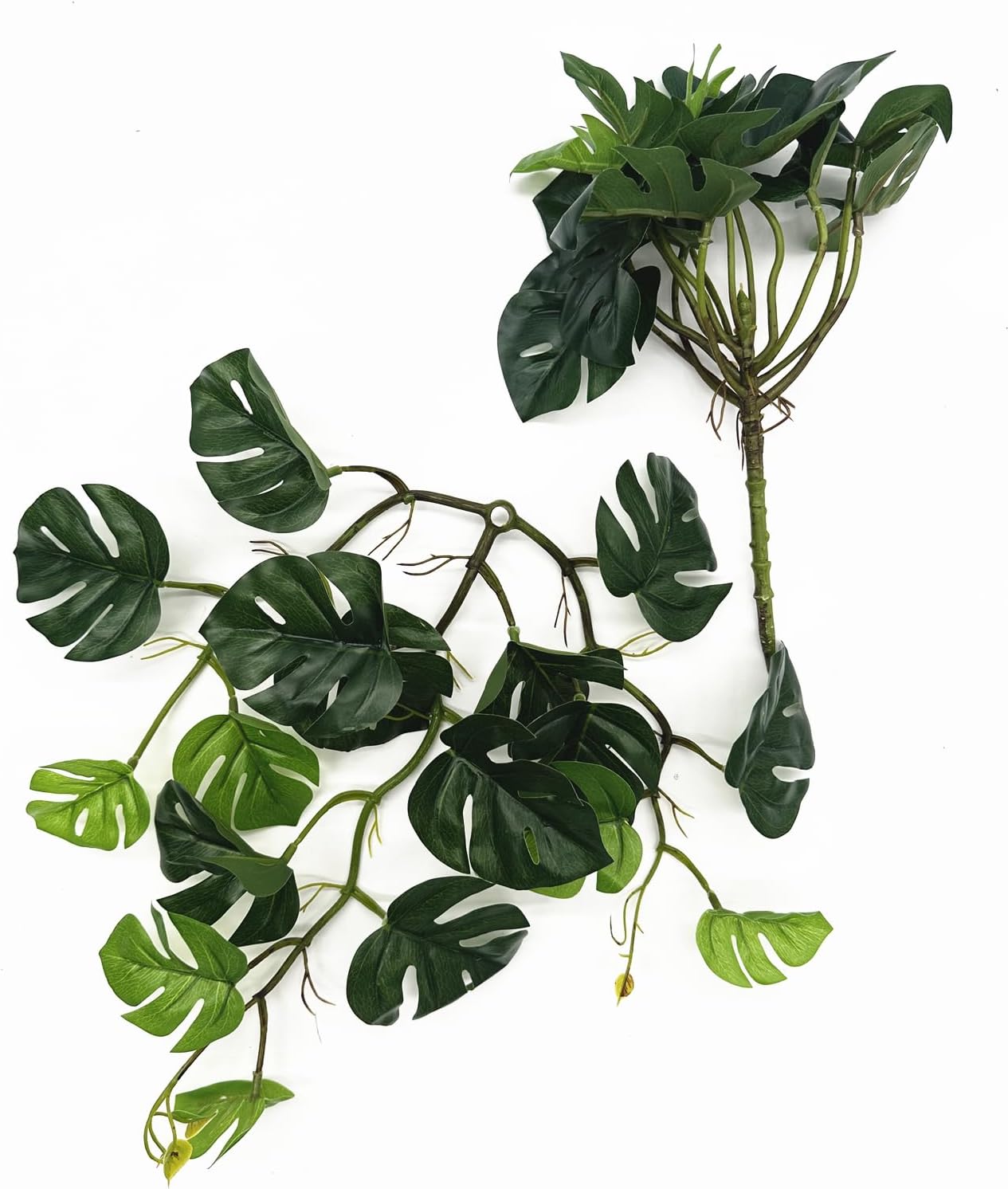 Fake Plants Hanging Small Faux Potted Ivy Vine Artificial Monstera Mini / Monstera Plant - Green