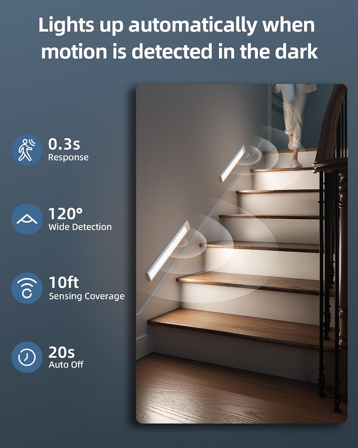 14.5-inch Under Cabinet Lights, Wireless Closet Light, Motion Sensor, 3500mAh Rechargeable Battery, Magnetic, 3 Color