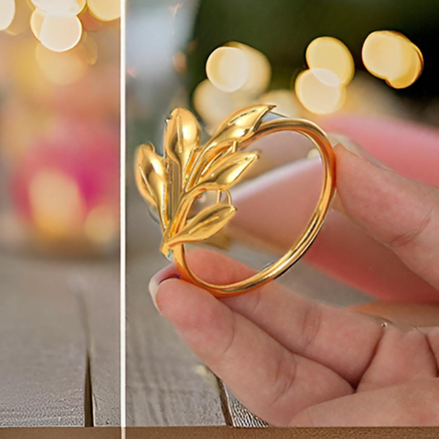Set of 100 Leaf Napkin Rings Metal Gold Leaf Napkin Ring, Napkin Rings Bulk Dinner Banquet Serviette Decor, Dinning