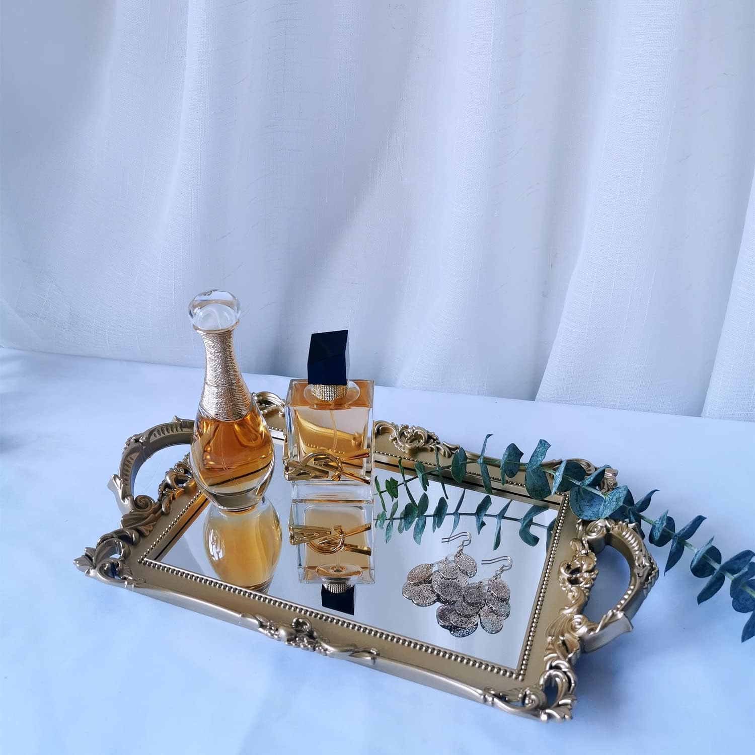 Serving Tray / Makeup Organizer / Gold / 13 x 7.8