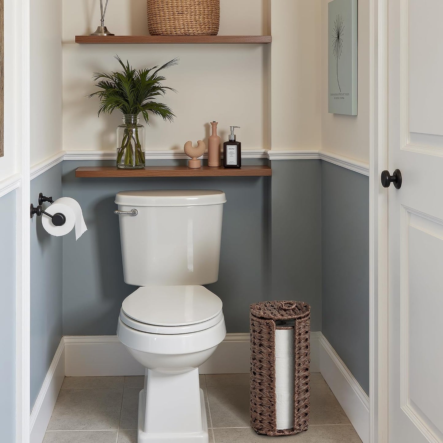 GRANNY SAYS Toilet Paper Storage Basket with Lid, Toilet Paper Holder Stand | Wicker Toilet Paper Holder Basket
