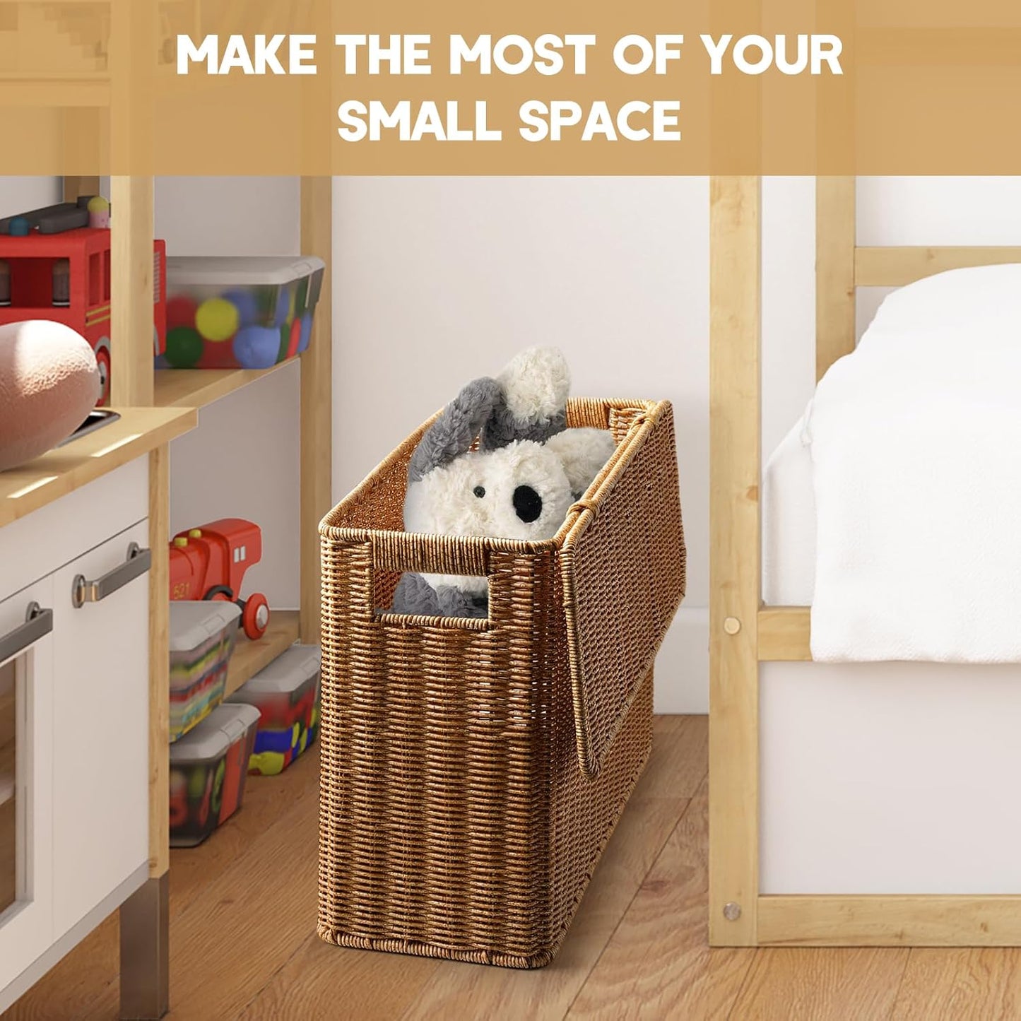 Narrow and Tall Storage Box Woven Storage Basket / S