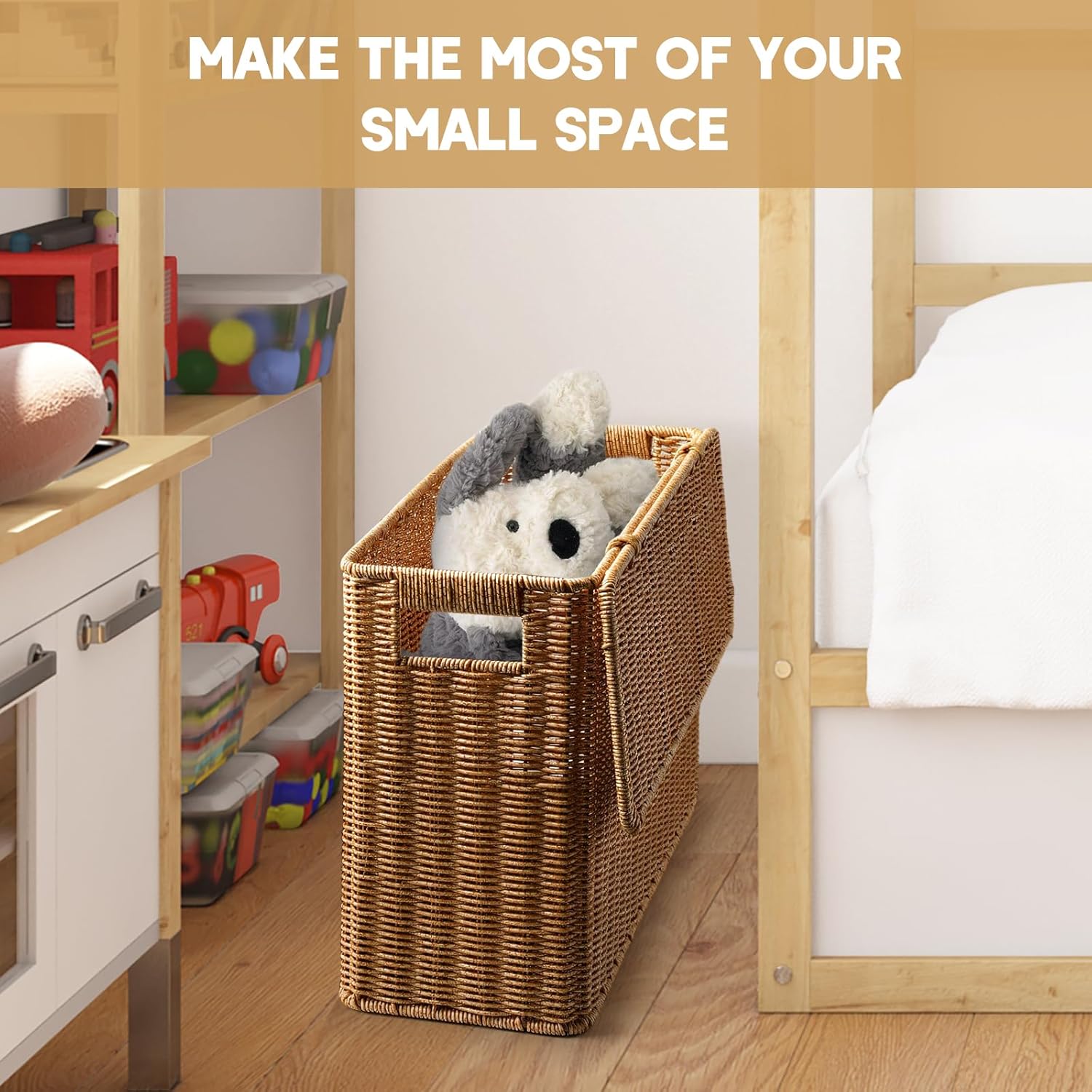 Narrow and Tall Storage Box Woven Storage Basket / S