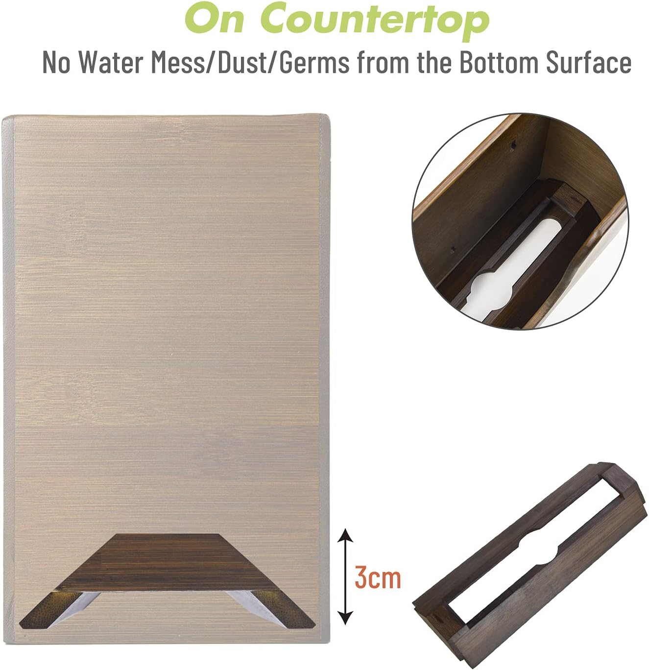 Bamboo Paper Towel Dispenser, Paper Towel Holder with Lid for Home and Commercial, Wall Mount or Countertop for