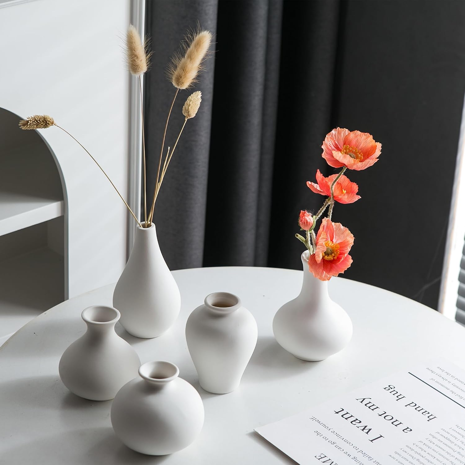 Ceramic Bud Vase / White / Set of 5
