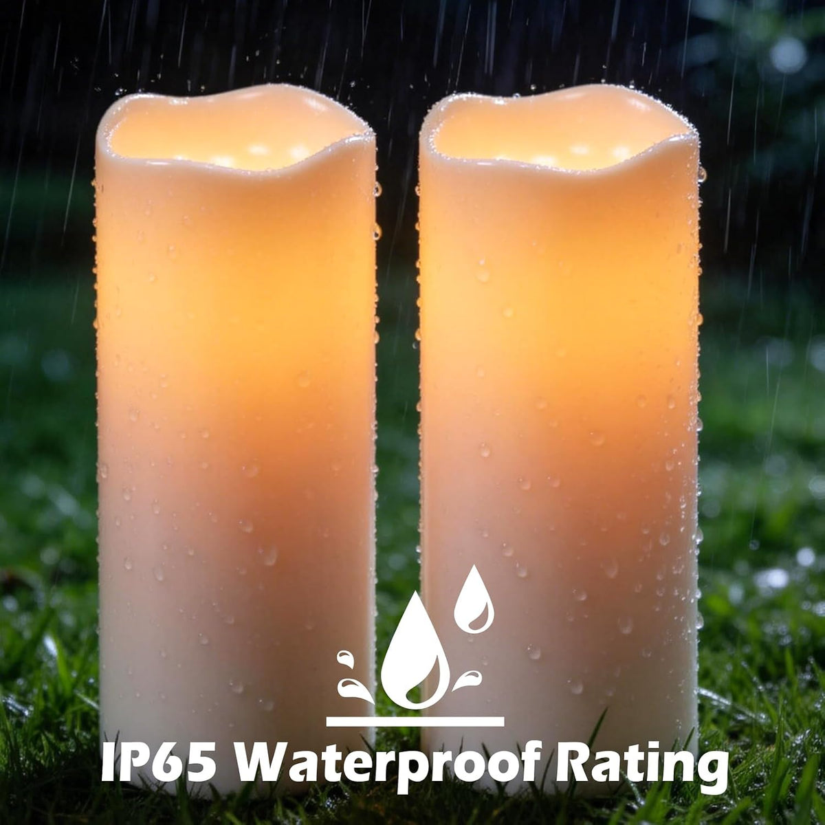 GenSwin Solar Candles Outdoor Waterproof Lantern Ivory White 5 x 12 in | IP65, Sensor for Dusk to Dawn, Large Pillar
