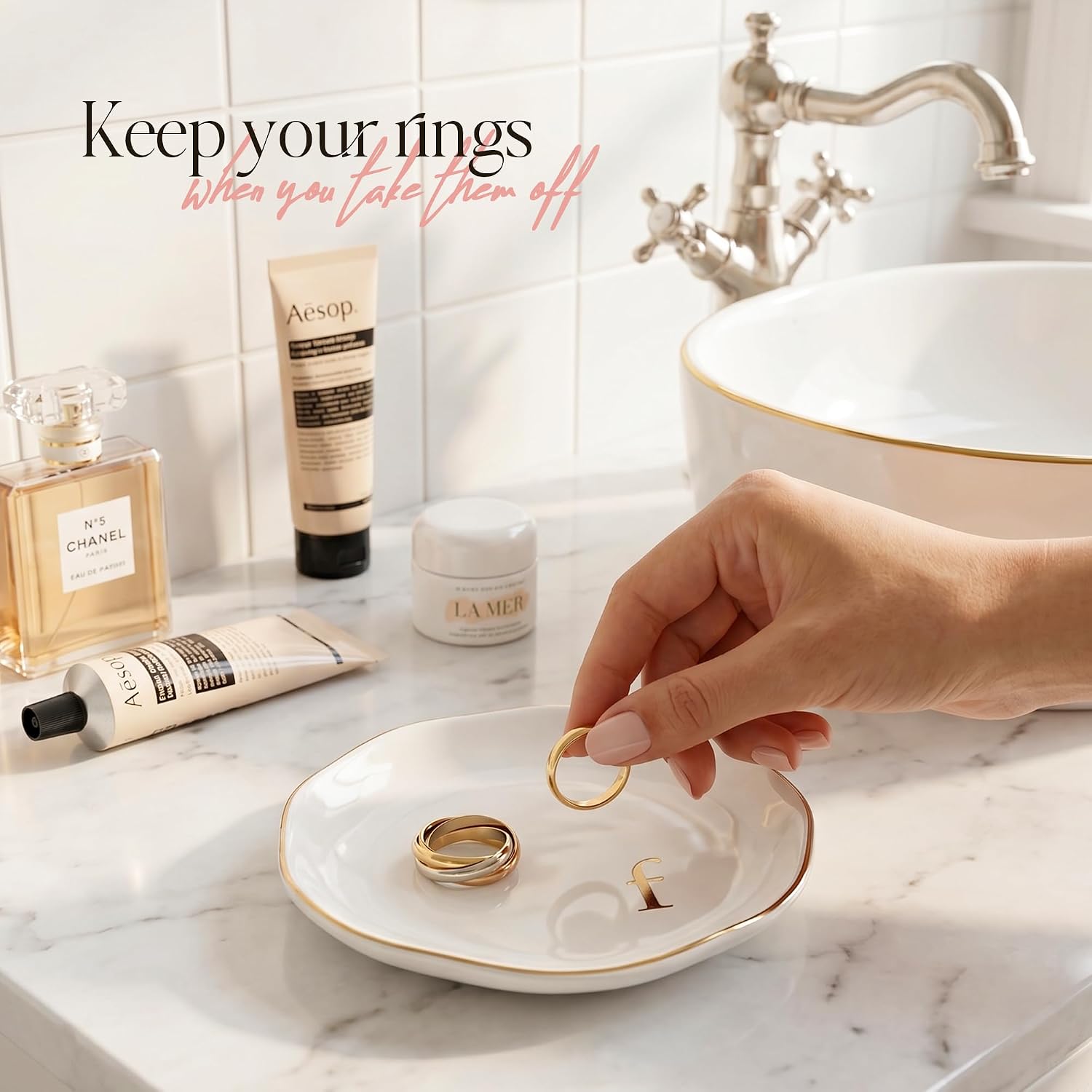 Ceramic Jewelry Tray / F / White