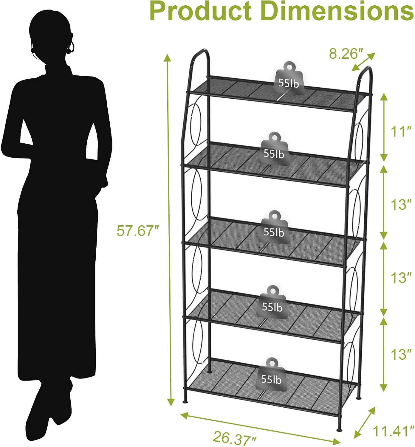 VyGrow 5 Tier Plant Stand Indoor Outdoor, Heavy Duty Plant Shelf, Metal Mesh Tall Plant Stands Holder Rack for Living