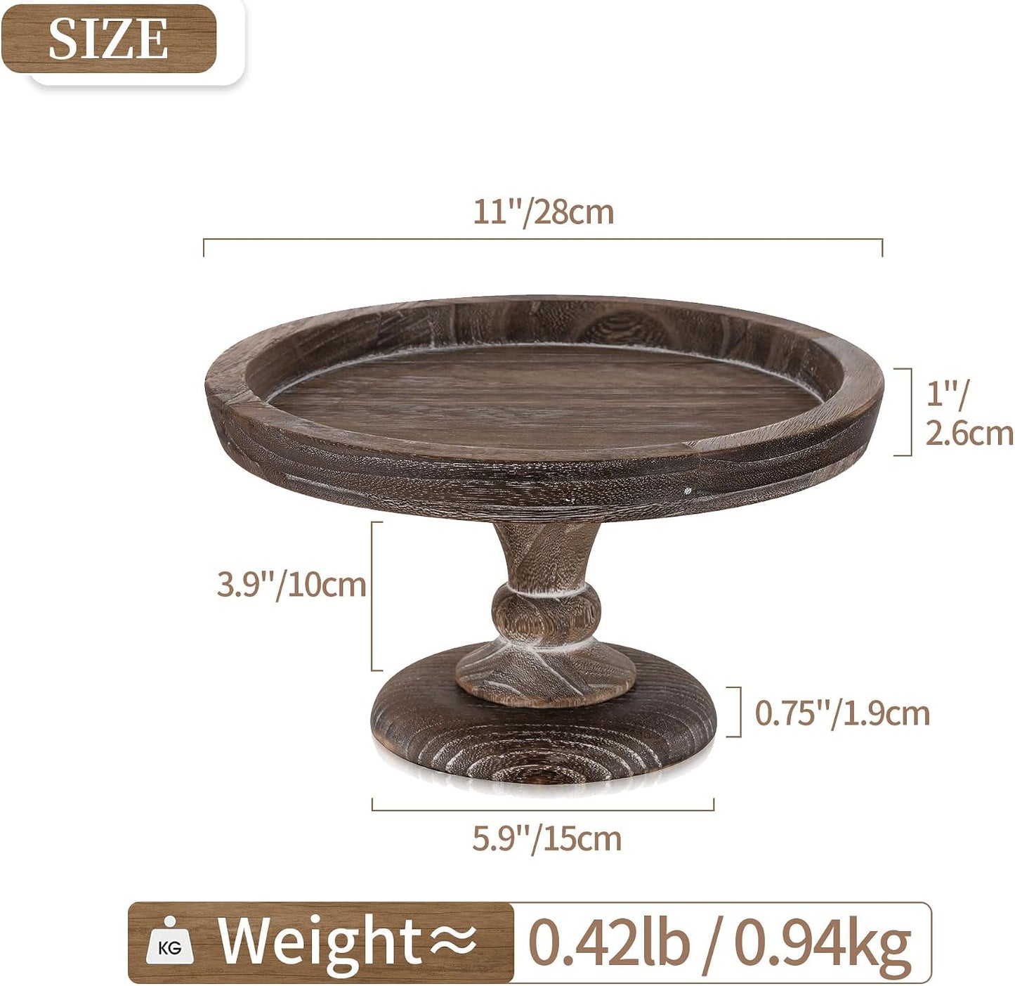 Rustic Wooden Risers Round Decorative Pedestal Plate Stand Holder Tray