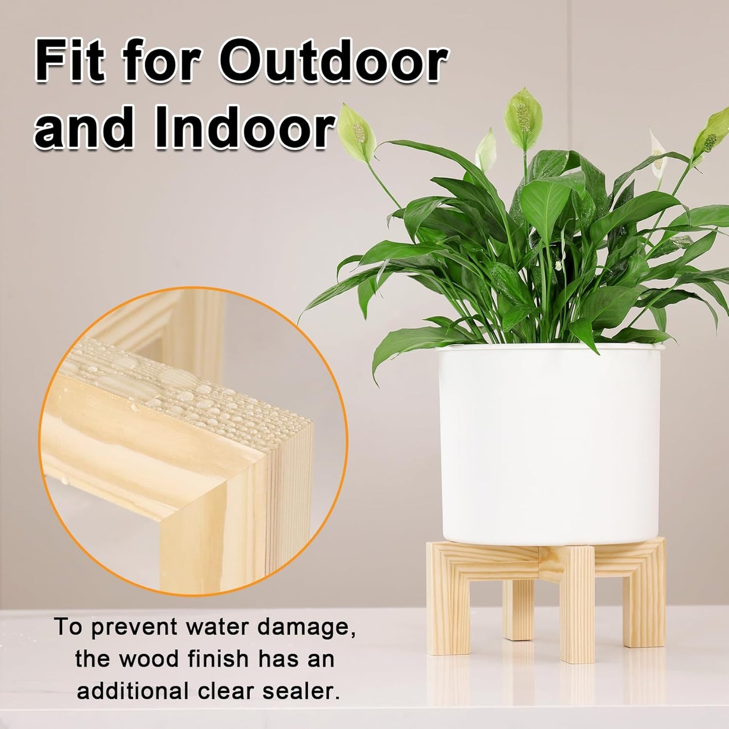 Indoor/Outdoor Wood Plant Holder / Nature / Fit 5-15inch Pots / 15 Inch