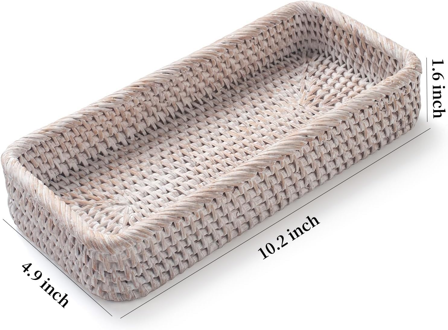 Rattan Bathroom Vanity Tray / 10.2 x 4.9 x 1.6 / Whitewash