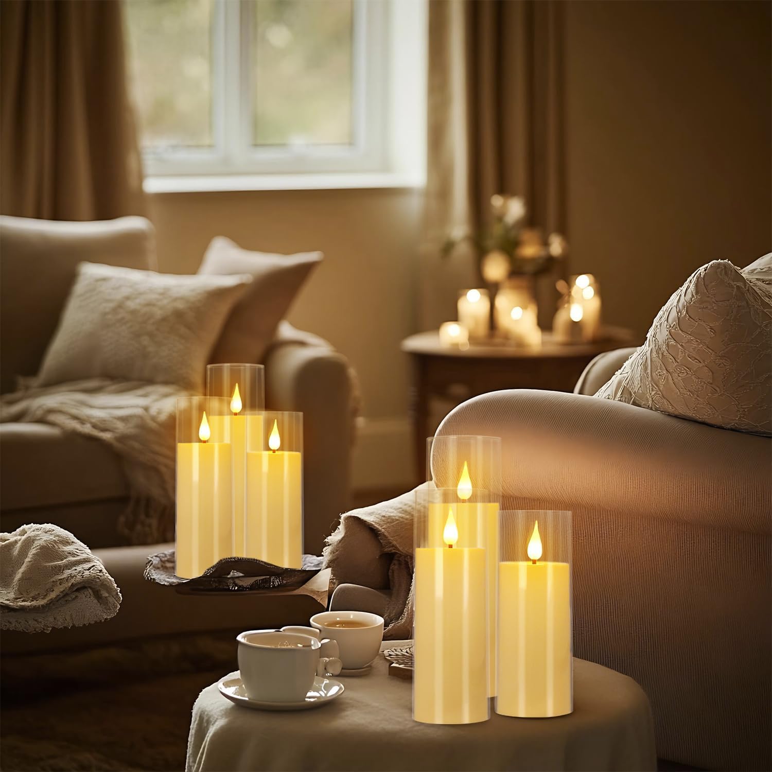 YOROXRG Flickering Flameless Candles Battery Operated with Remote,Led Pillar Candles with Realistic Moving Wick Candles