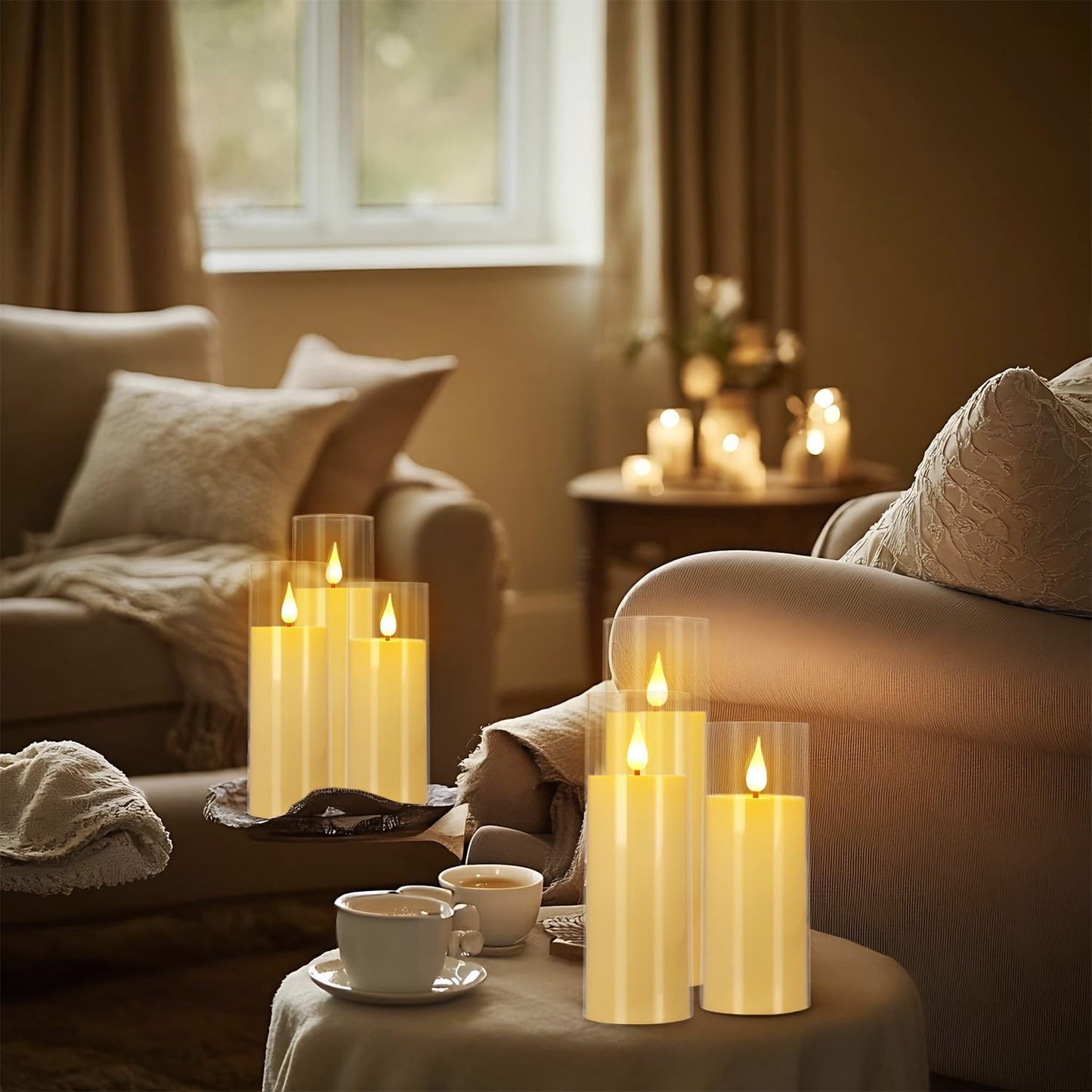 24 Pack LED Flameless Candles Set(14/16/18cm), Battery - Operated with 4 Remotes,Clear, Timer & Flickering/Steady Modes
