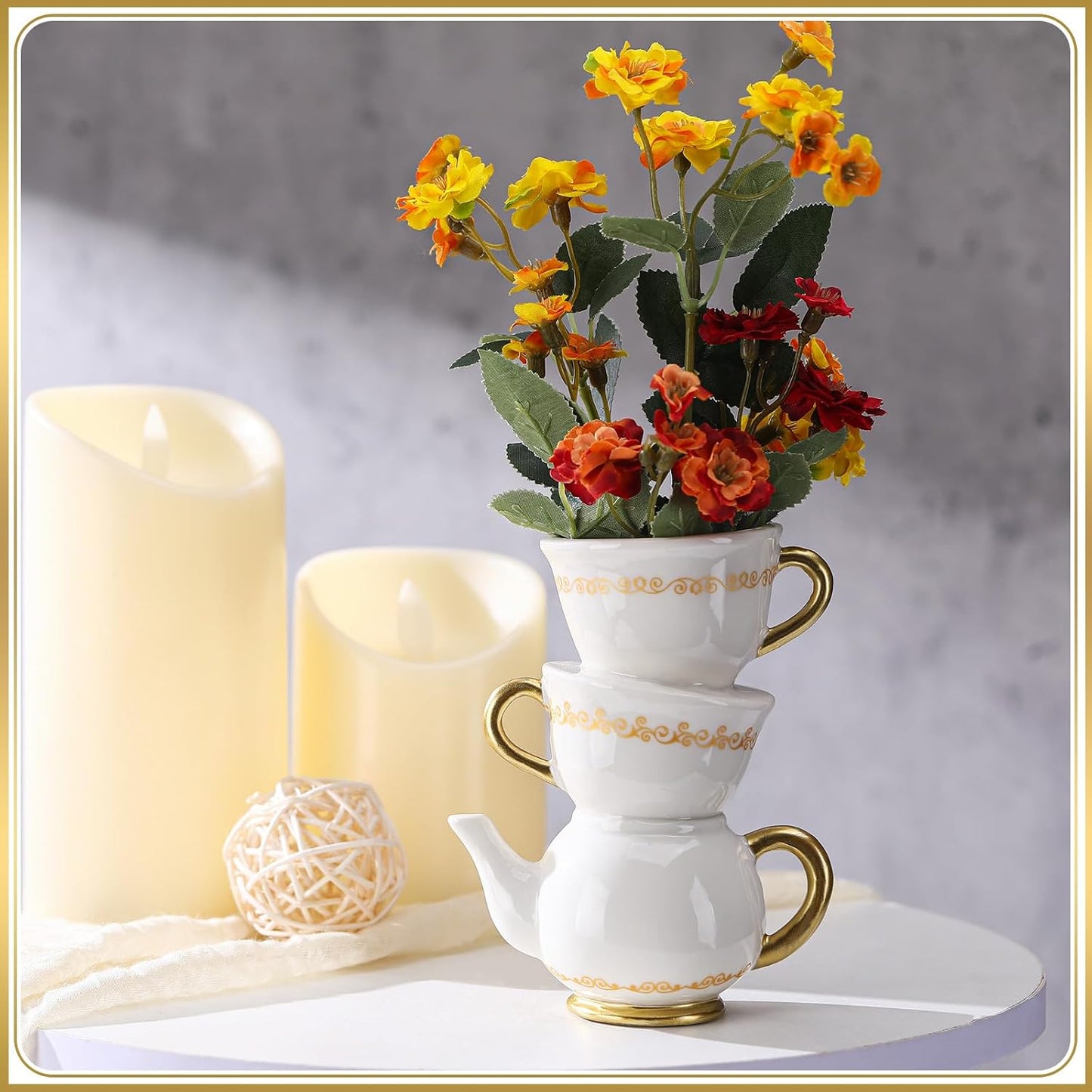 Mini Teacup Bud Vase " Wonderland Tea Party Decorations Antique / 5 Inch / Classic / Set of 2