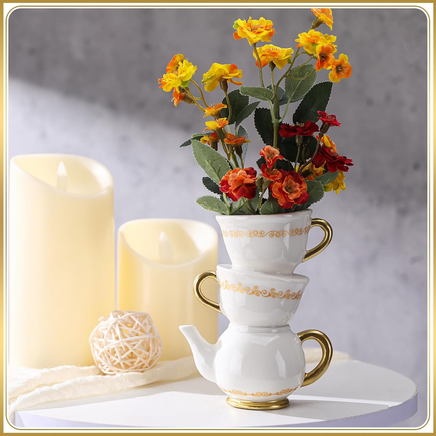 Mini Teacup Bud Vase " Wonderland Tea Party Decorations Antique / 5 Inch / Classic / Set of 2
