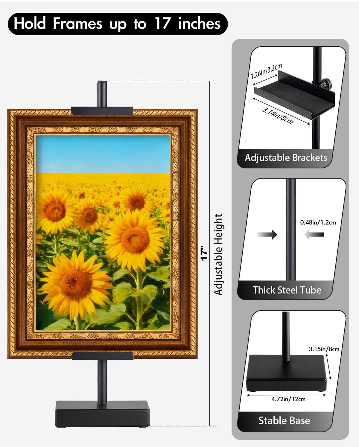 Metal Picture Frame Holder for Artwork / Black