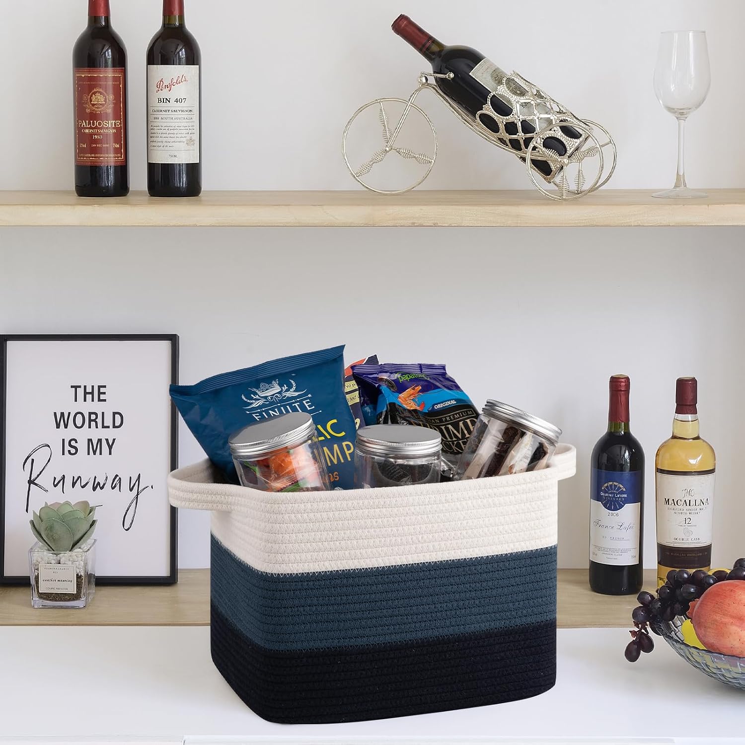 Woven Baskets for Storage / Gradient Blue / 13 x 9.9 x 8.7 / Set of 3