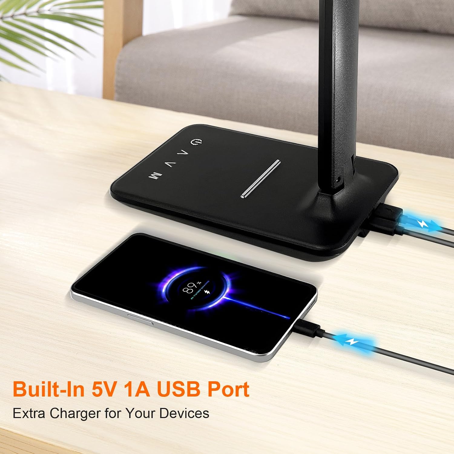 LED Desk Lamp for Office Home, Bright Desk Light with USB Charging Port, Adjustable Dimmable Desk Lamps 5 Modes 5