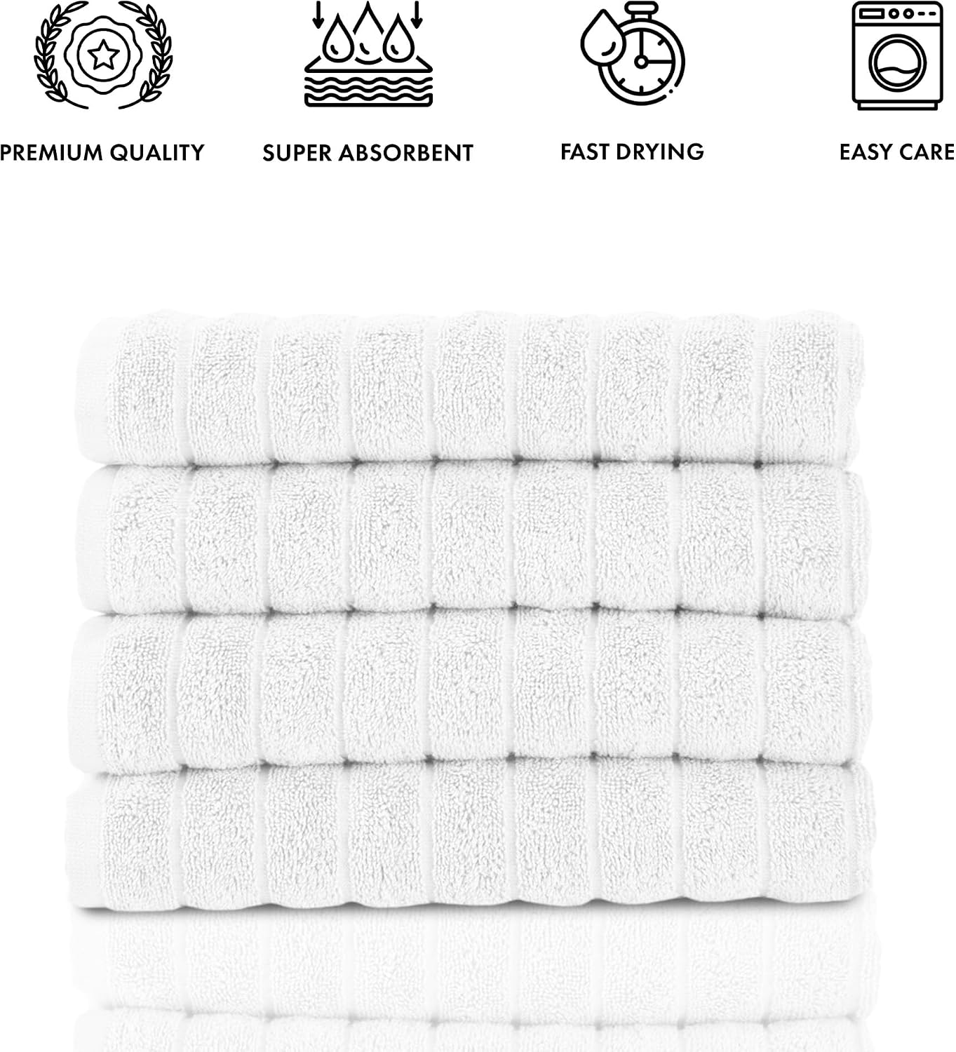 CTT Luxury Hand Towels for Bathroom Set of 4, 100% Turkish Cotton, Quick Dry & Comfy Towels for Hotel & Spa, Highly