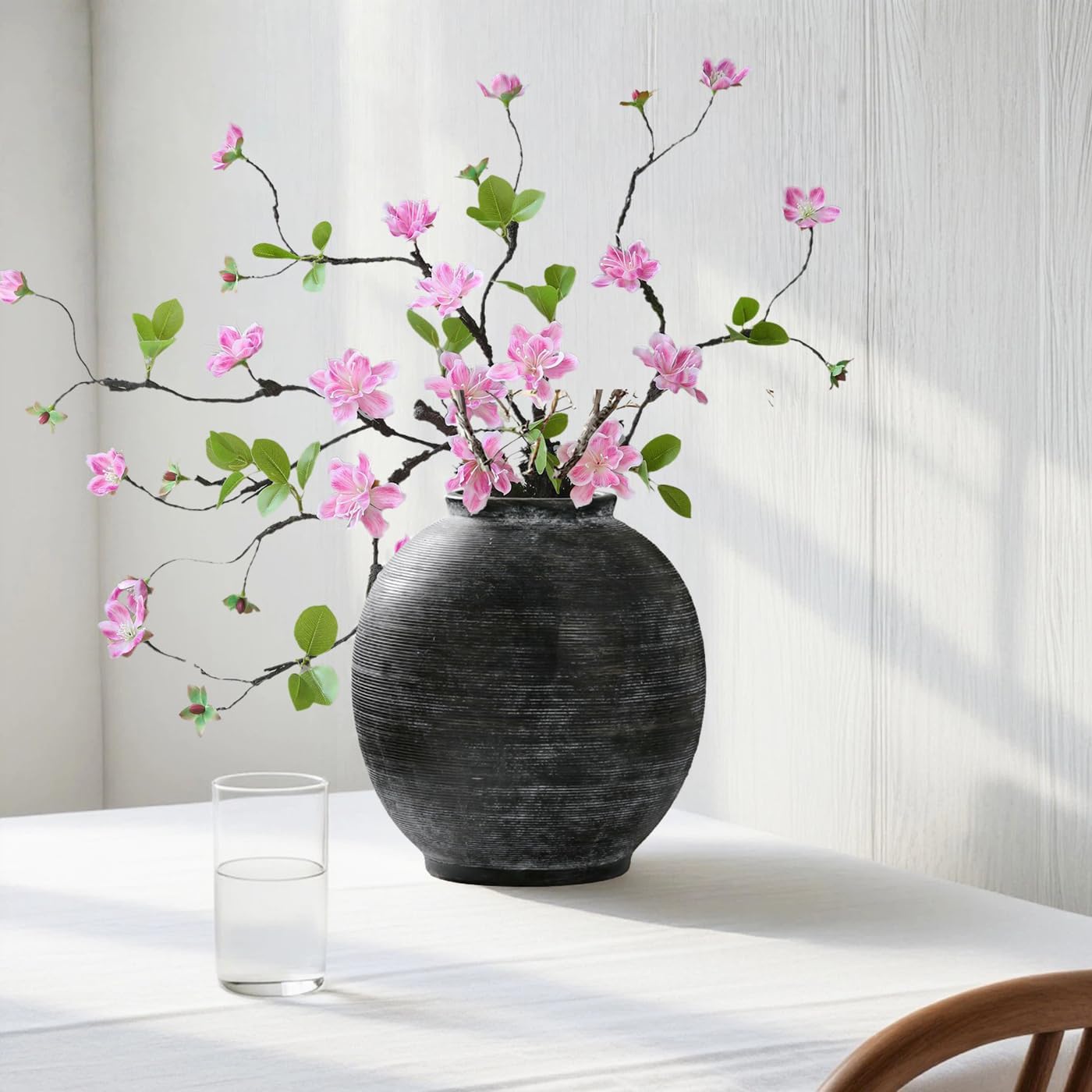 Farmhouse Table Vase / 10.8"-oval / Deep Charcoal Black-10.8
