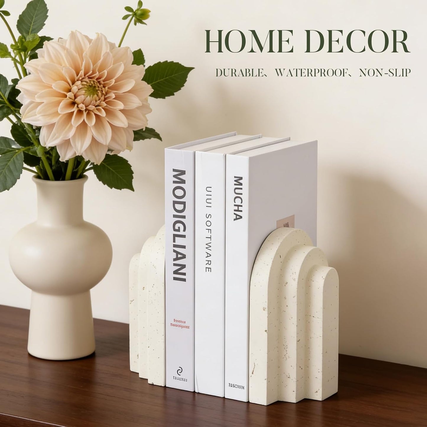 Modern Pleasing Layered Arch Design Aesthetic Bookend Decorative / Beige
