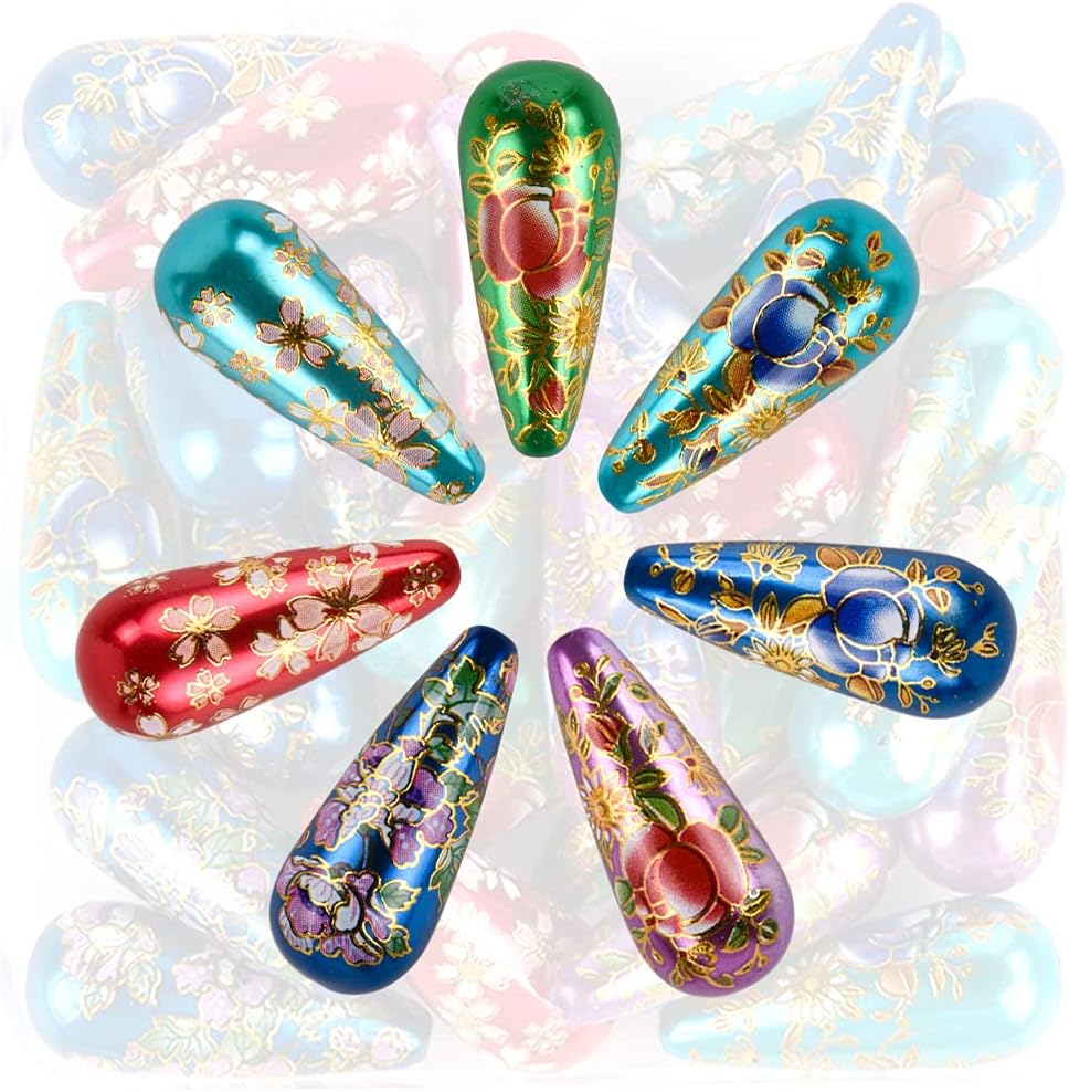 Tonbotama Sakura Beads Part Attached Cherry Blossom Pattern Beads / 13 x 33 / Mm / Mixed Color
