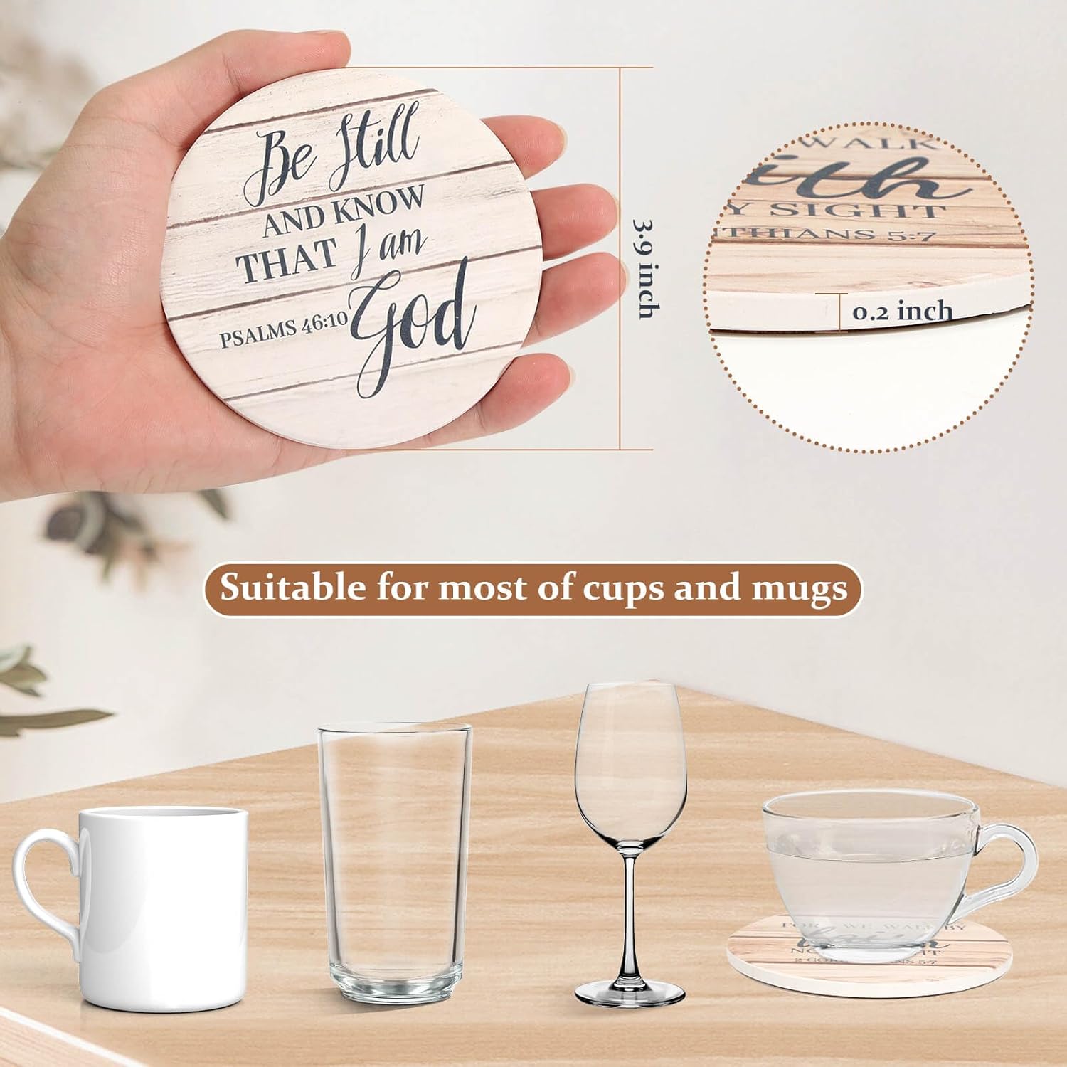 Holder / Absorbent Drink Coasters / Set of 8