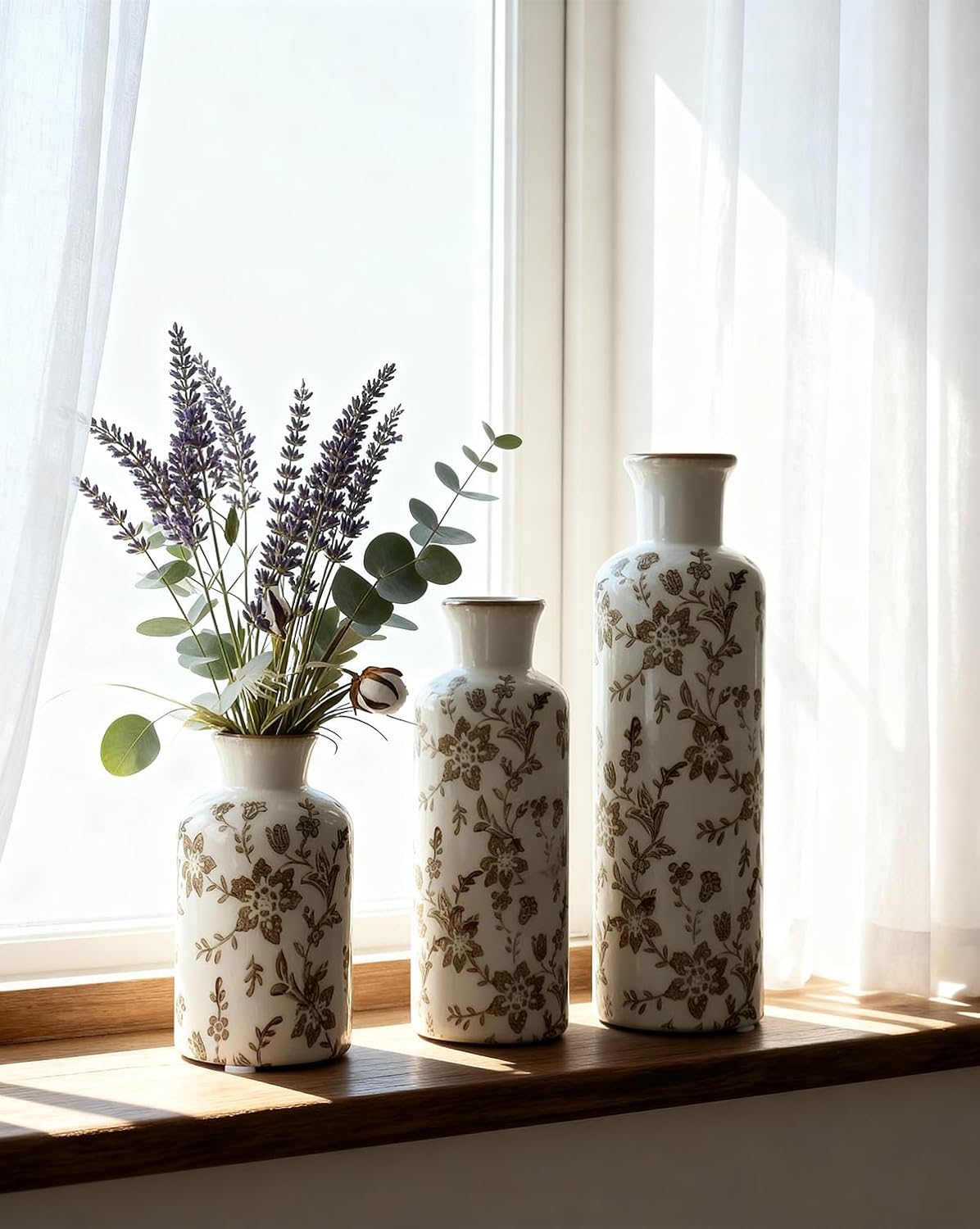 Ceramic Vase / Vintage Ceramic Flower Vases / Brown / Set of 3