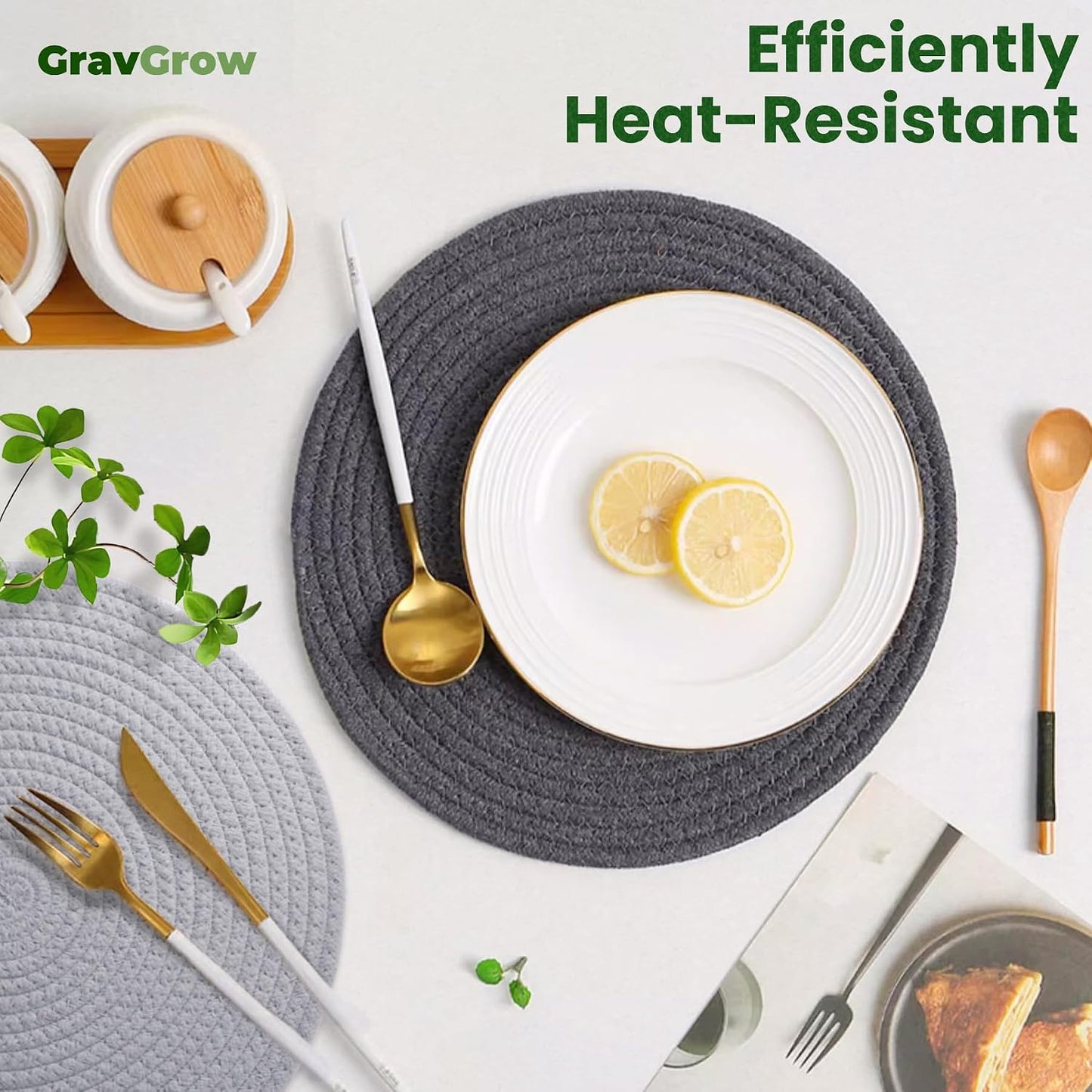 13 Inch Trivets for Hot Dishes, 4 Pcs | Large Trivets for Hot Pots and Pans, Storage Basket, Thicken Heat Resistant