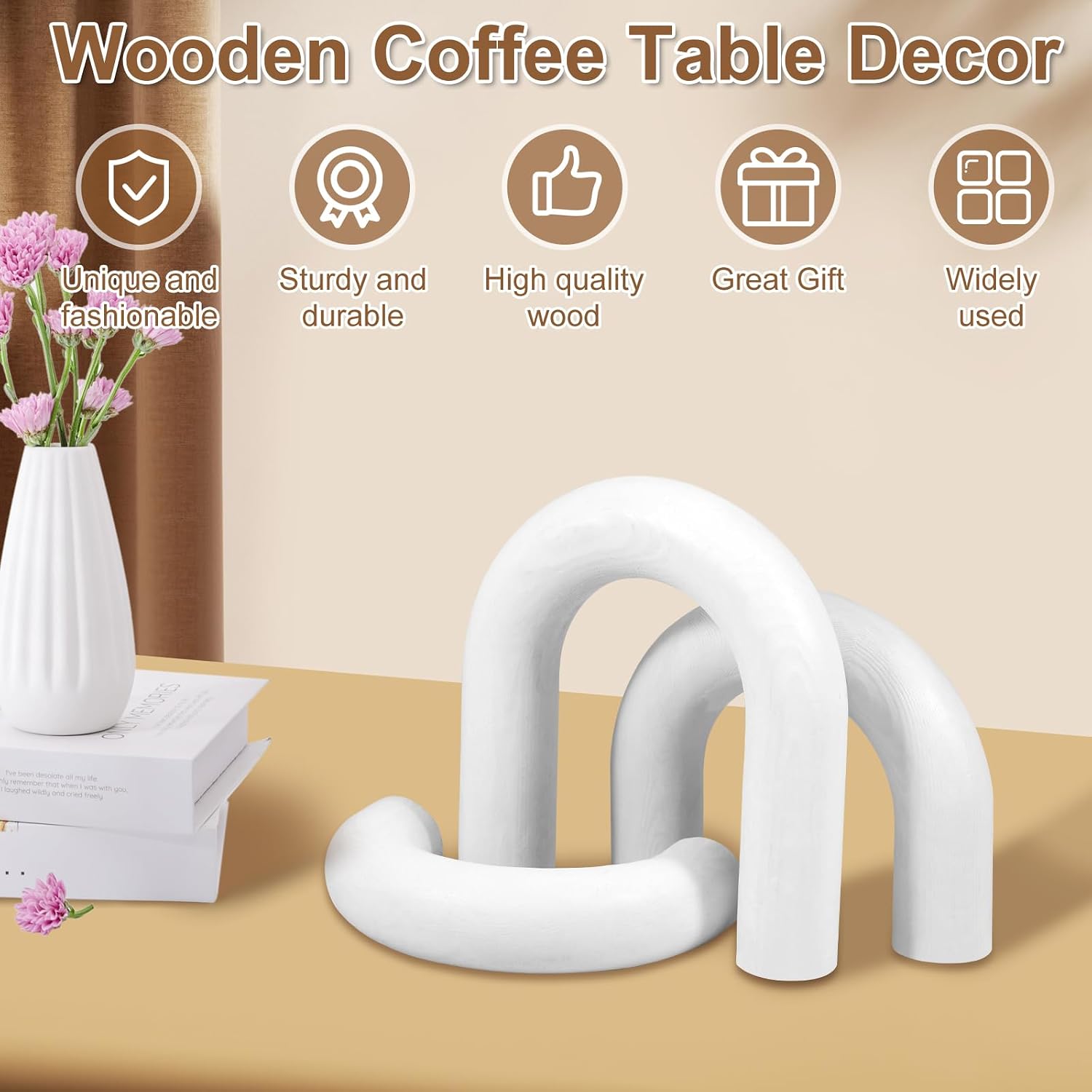 Wood Arch Decor Set / White / Set of 3