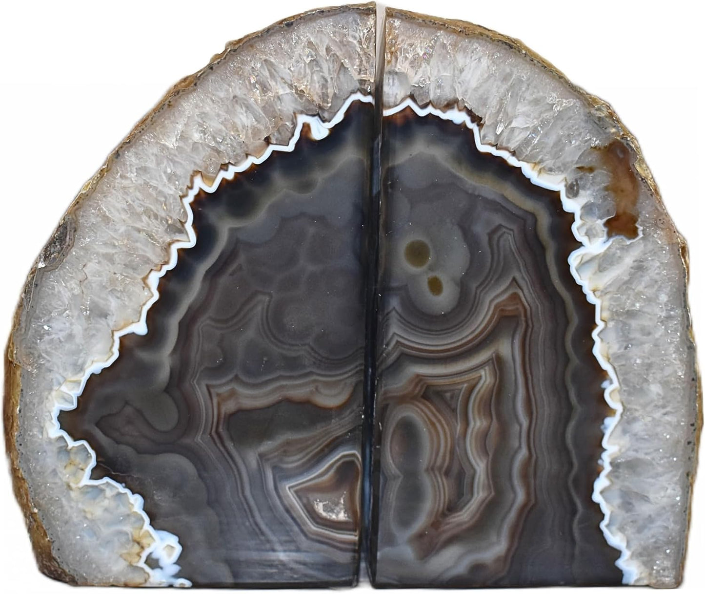 A Quality Agate Geode Bookends / Black / A Grade 2 - 3 Lbs