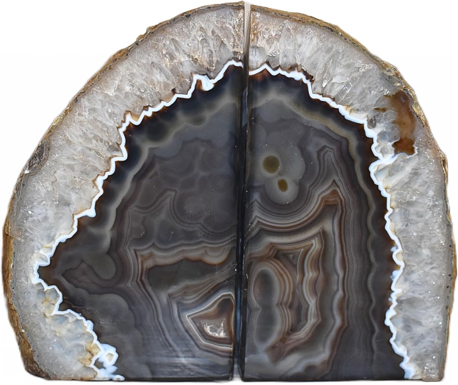 A Quality Agate Geode Bookends / Black / A Grade 2 - 3 Lbs