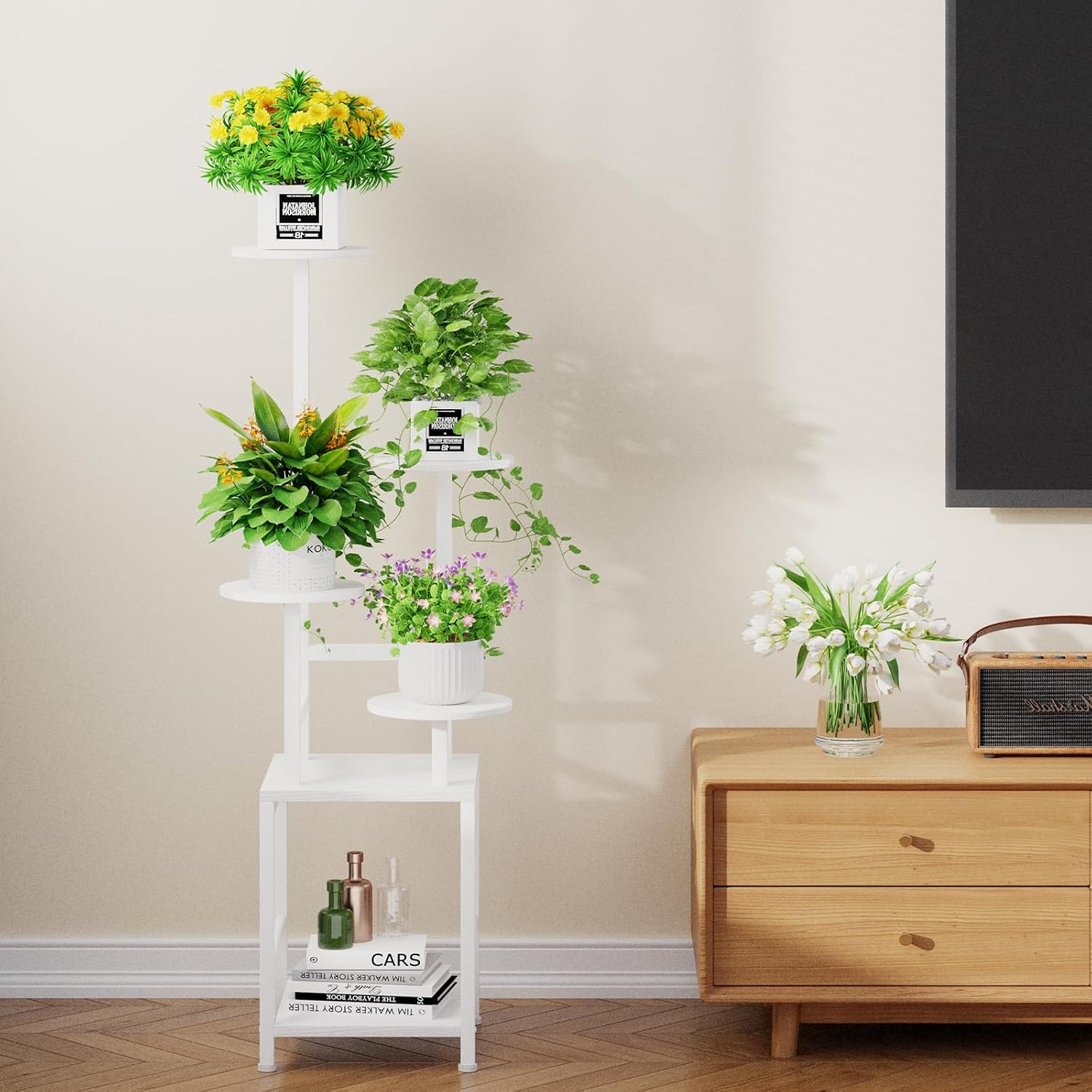 Plant Stand Indoor with Grow Light, 5-Tiered Tall Plant Stand Indoor, Metal Plant Shelf with Adjustable Light, Ideal