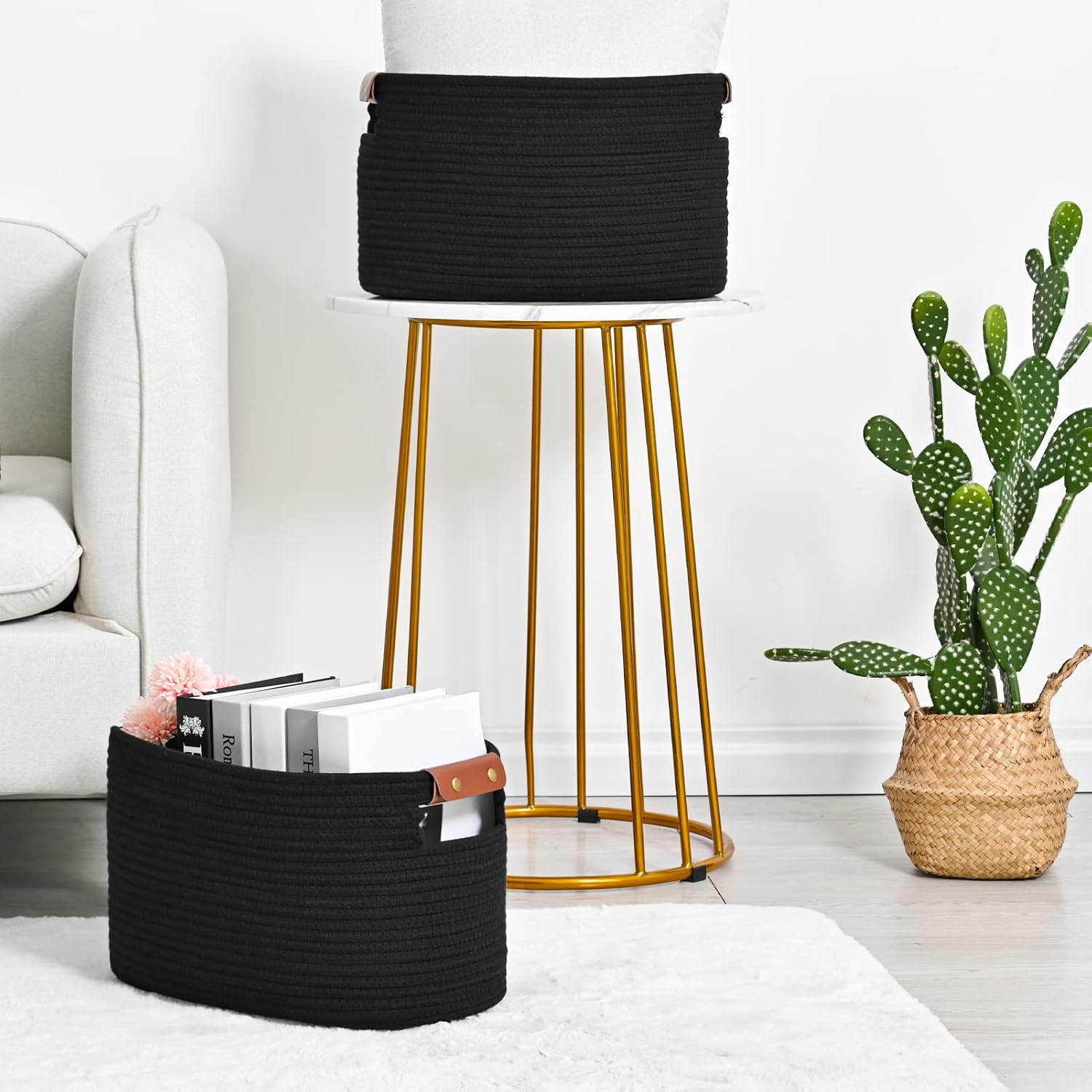 Woven Basket / Storage Baskets / Black / 15 x 10 x 9