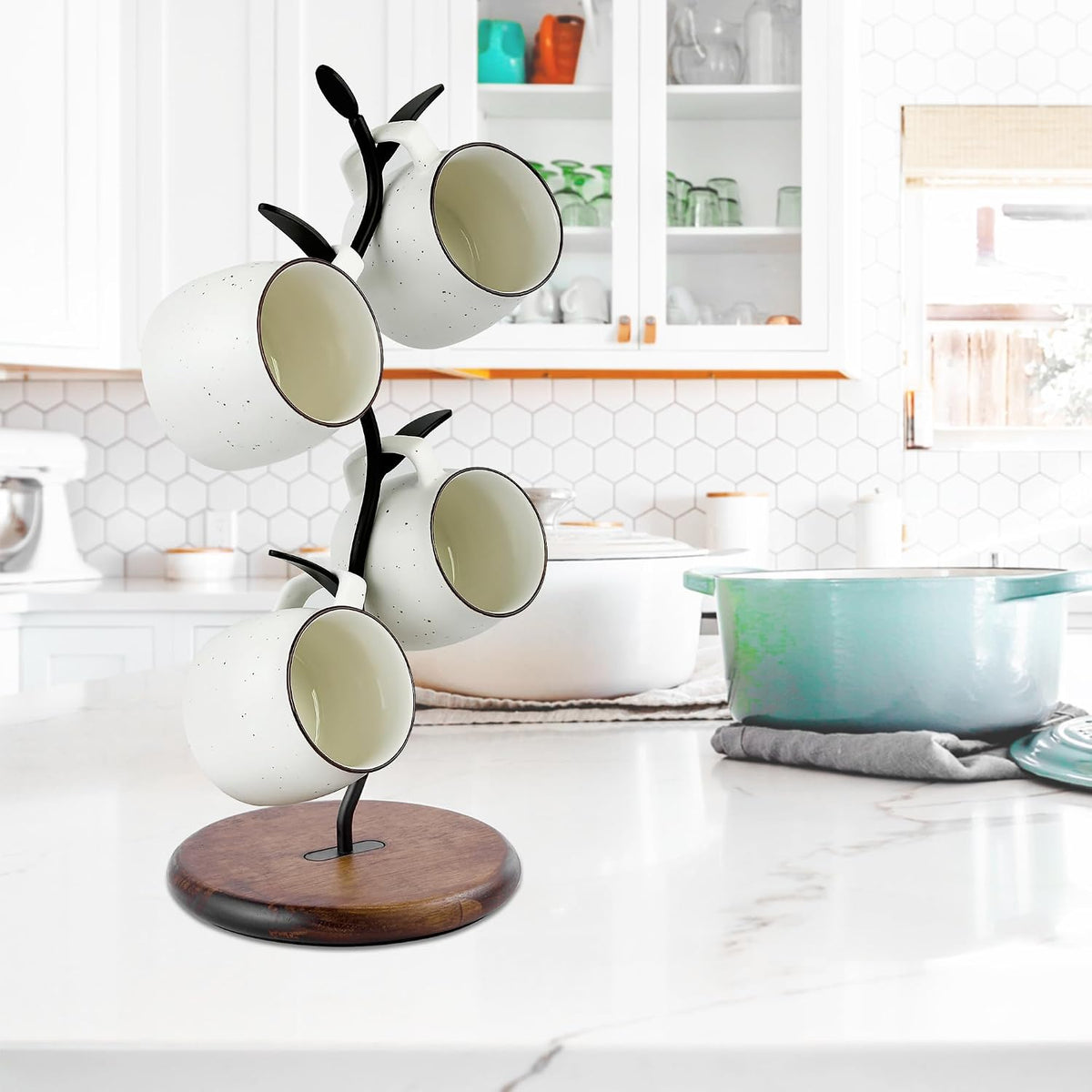 Coffee Mug Tree, Mug Holder for Countertop, Cups Storage Rack, Mugs Stand for Coffee Bar Decor & Home Kitchen Organizer