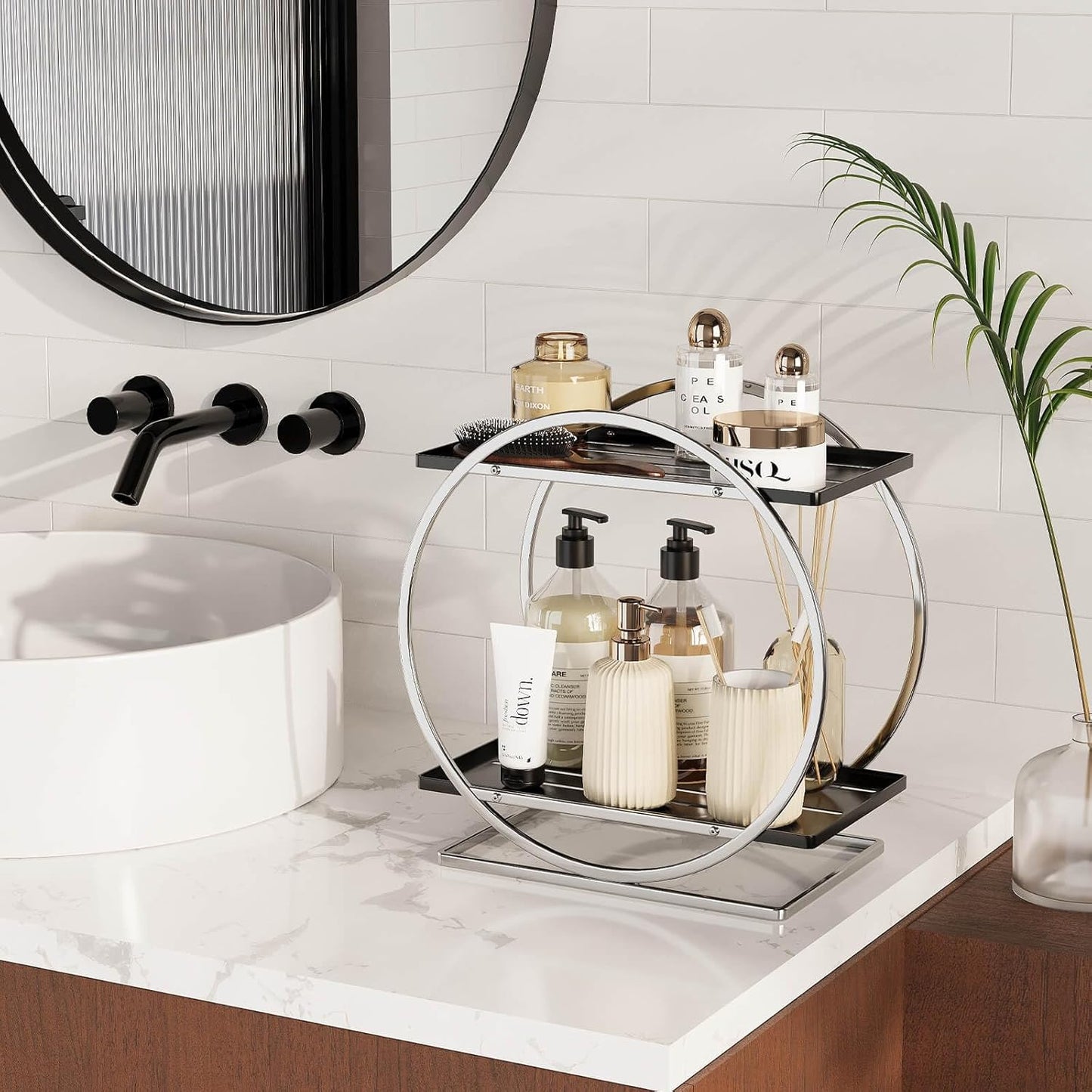 Bathroom Counter Organizer / Silver Black