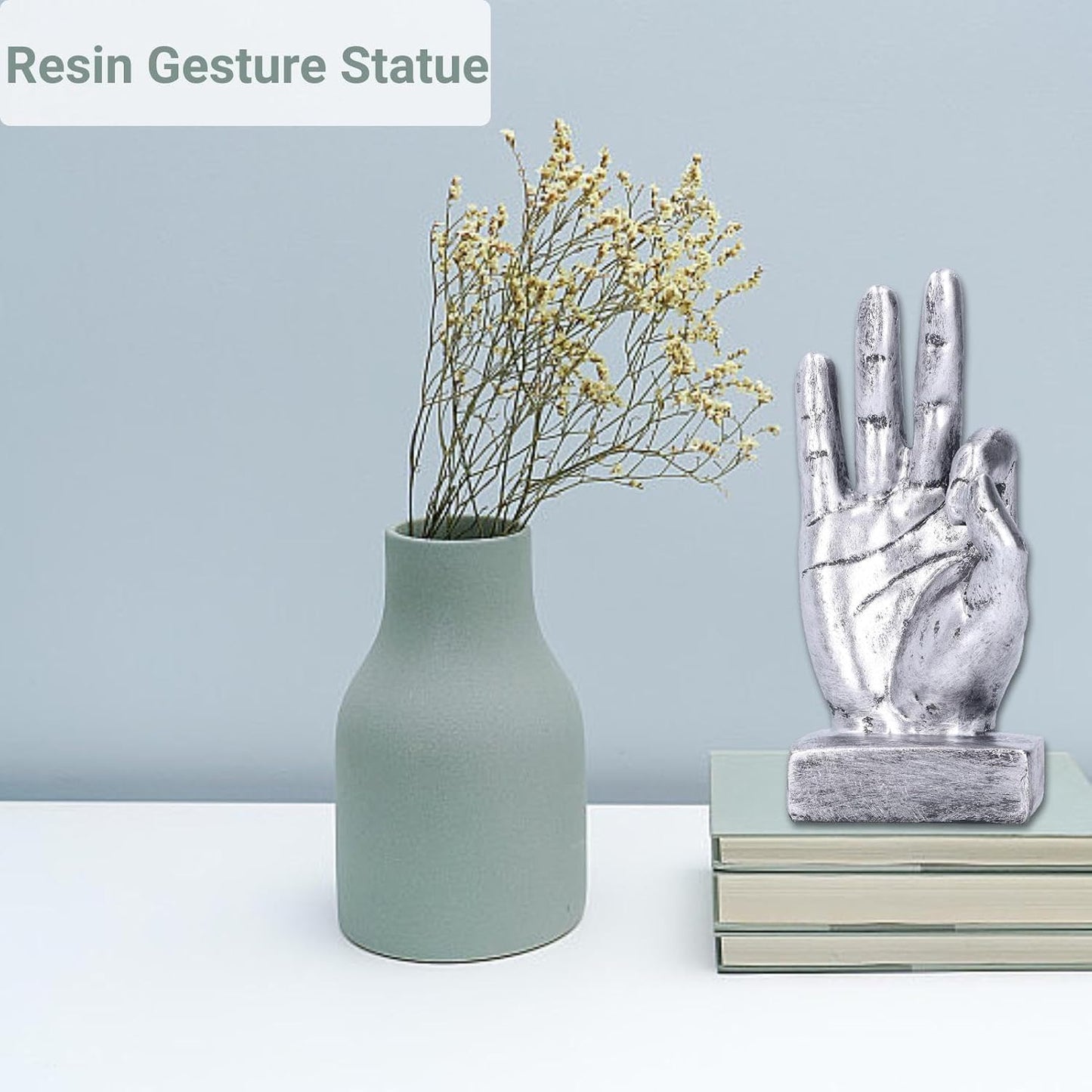 Hand Finger Gesture Desk Statues / Silver