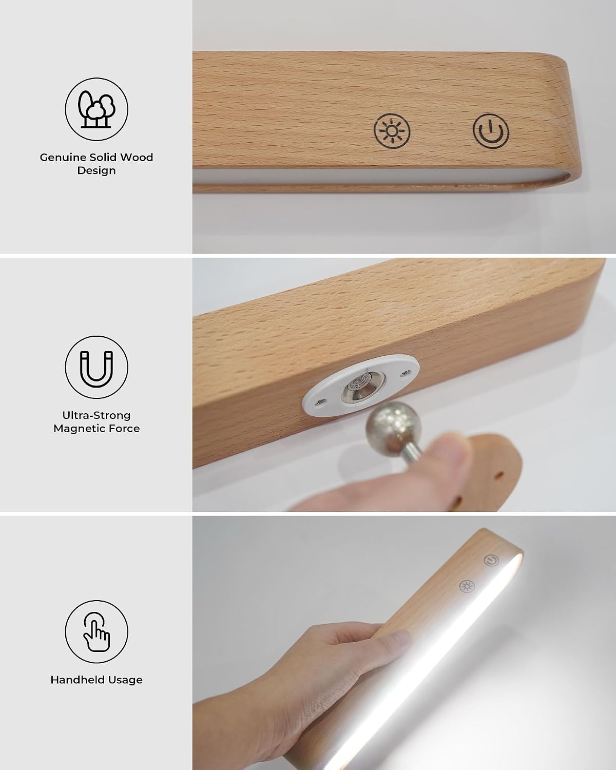 PopoIron Rechargeable LED Wall Sconces Set of Two,Wall Lights for Bedroom with Remote Control and Touch,360° Magnetic